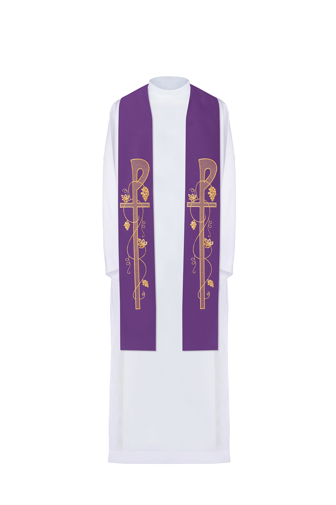 Embroidered purple priestly stole KST/076/03/01 FIOLET - HAFTINAUSA.COM