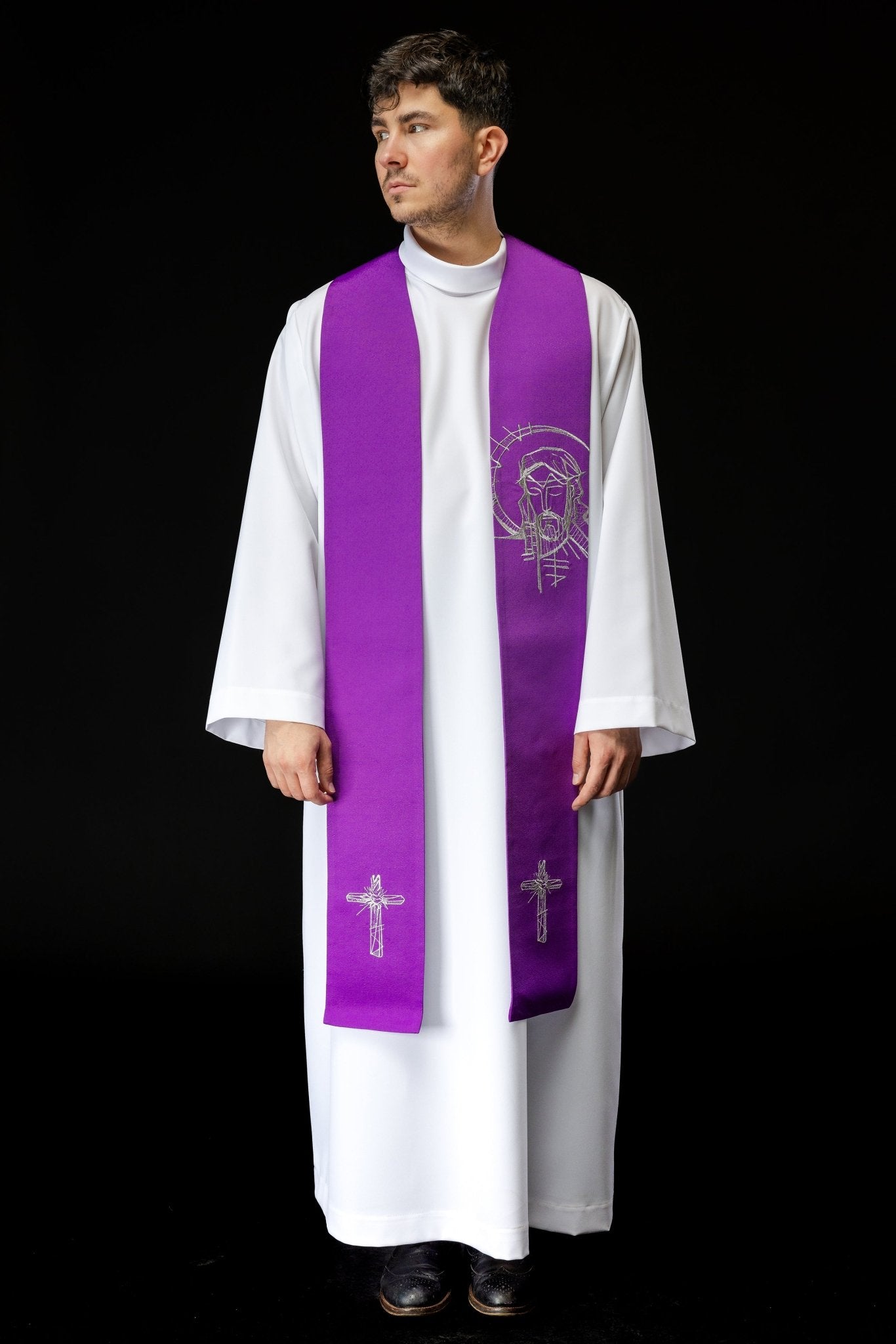Embroidered stole for Lent with Jesus S - 2060 - 03 - 43 - HAFTINAUSA.COM