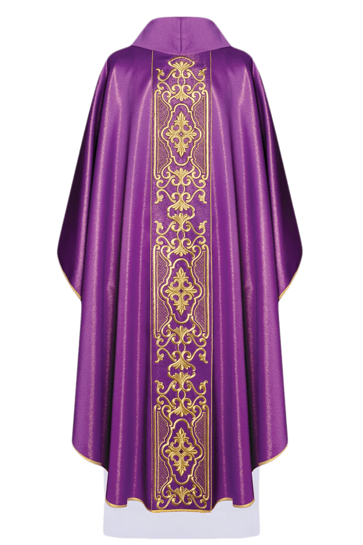 Purple chasuble richly embroidered, shining - HAFTINAUSA.COM