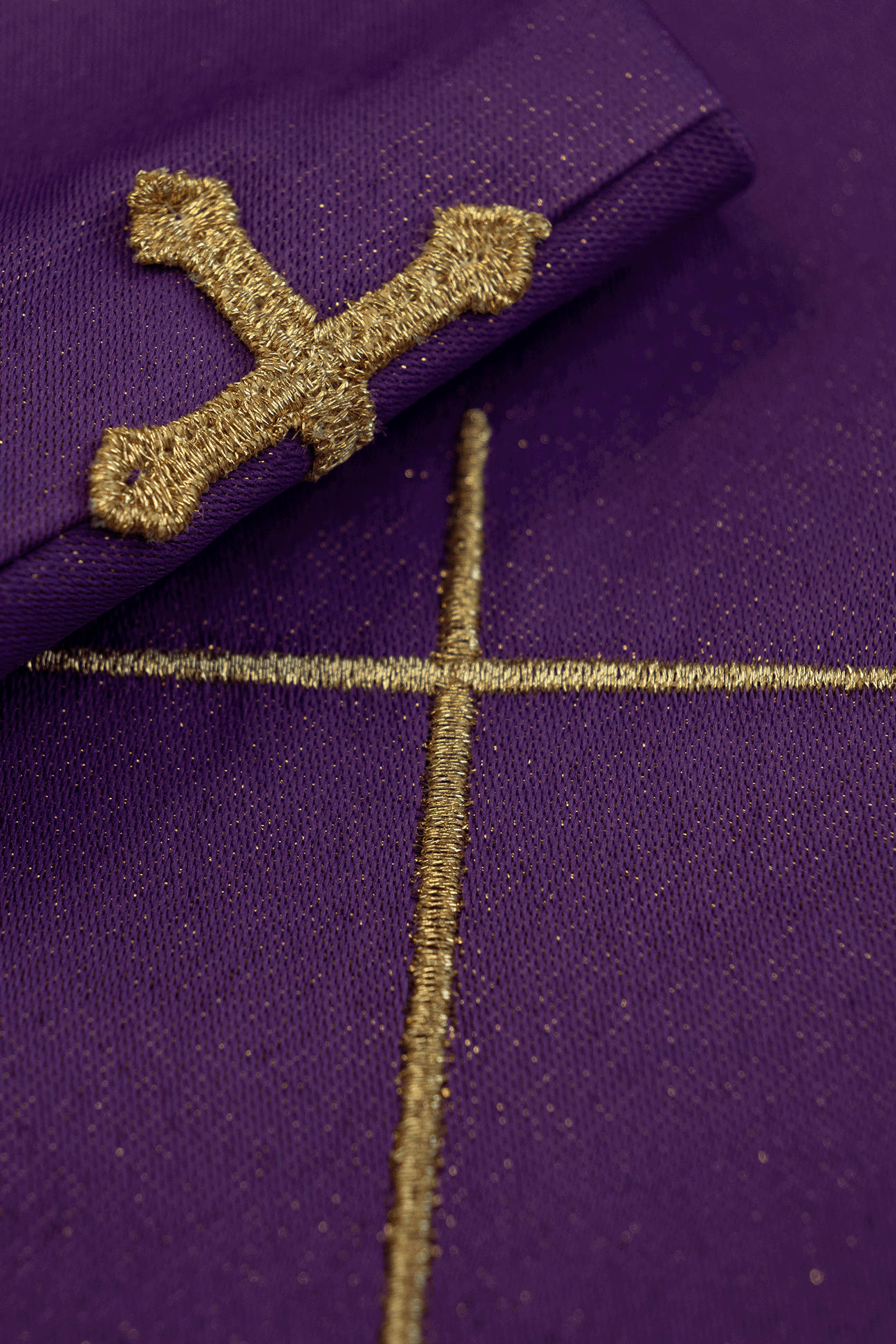 Purple chasuble richly embroidered, shining