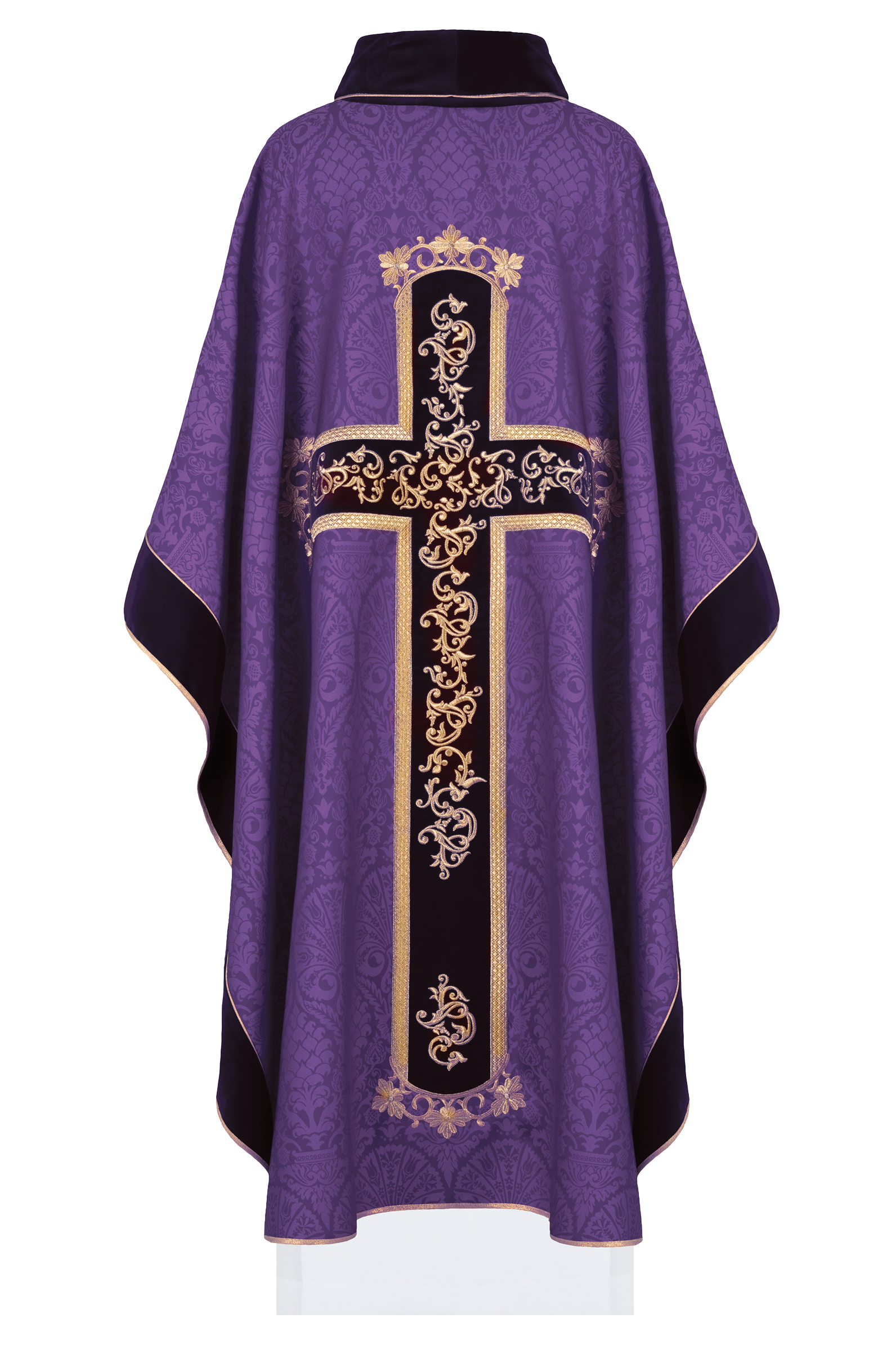 Purple chasuble with Jesus Christ on Cross embroidery