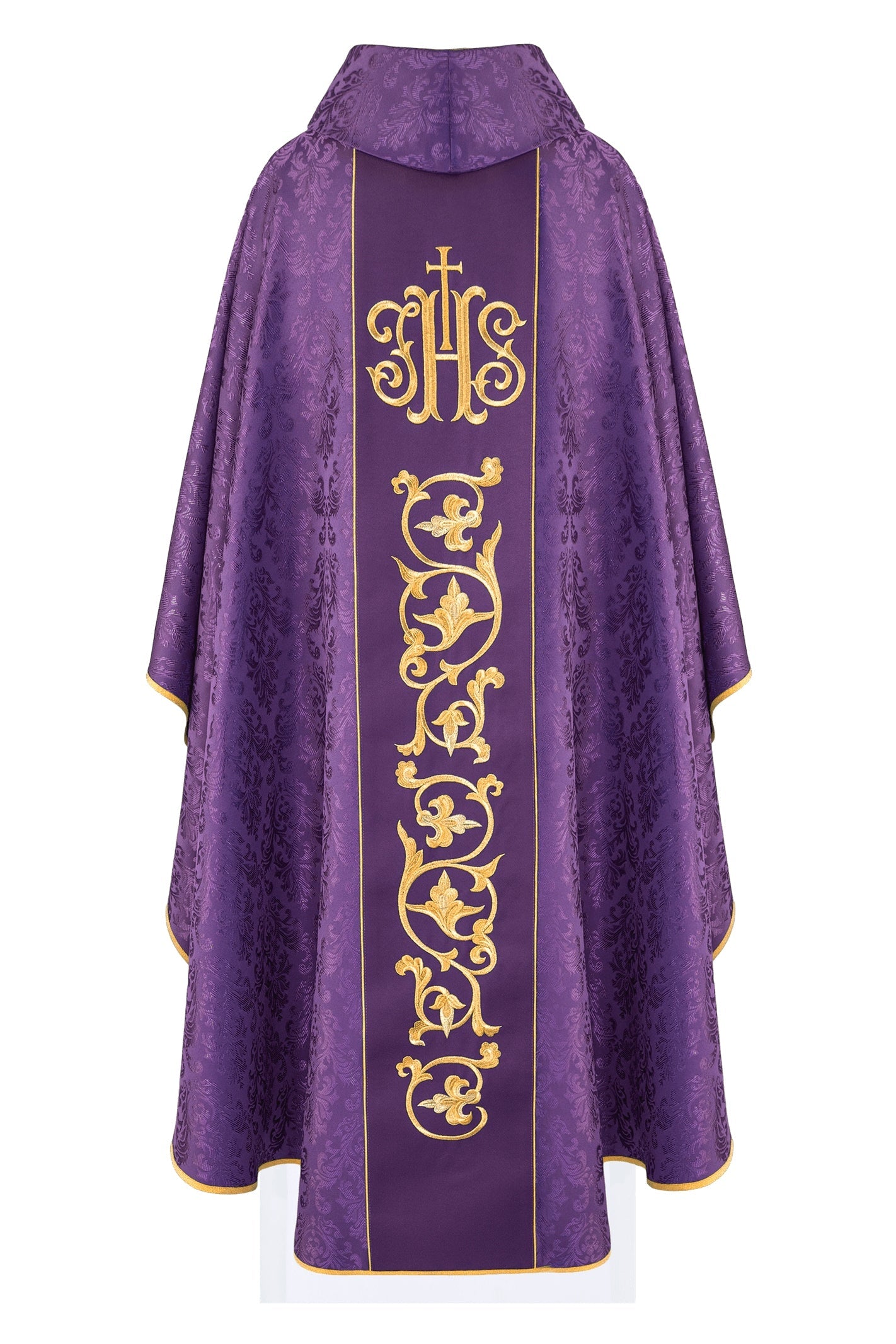 Purple chasuble made of jacquard texture with classic JHS motif