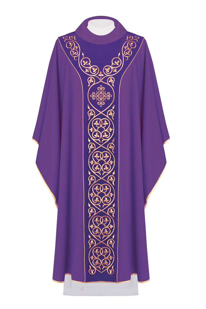 Chasuble decorated with velvet embroidery KOR/169/3 Purple