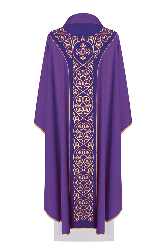 Chasuble decorated with velvet embroidery KOR/169/3 Purple