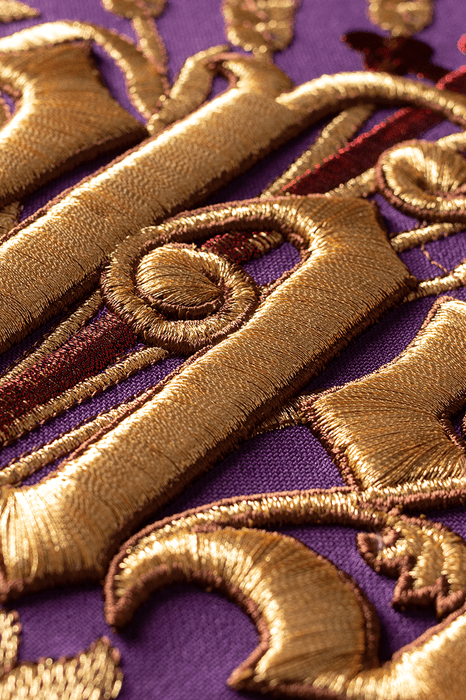 Purple Roman Chasuble embroidered with the motif of IHS