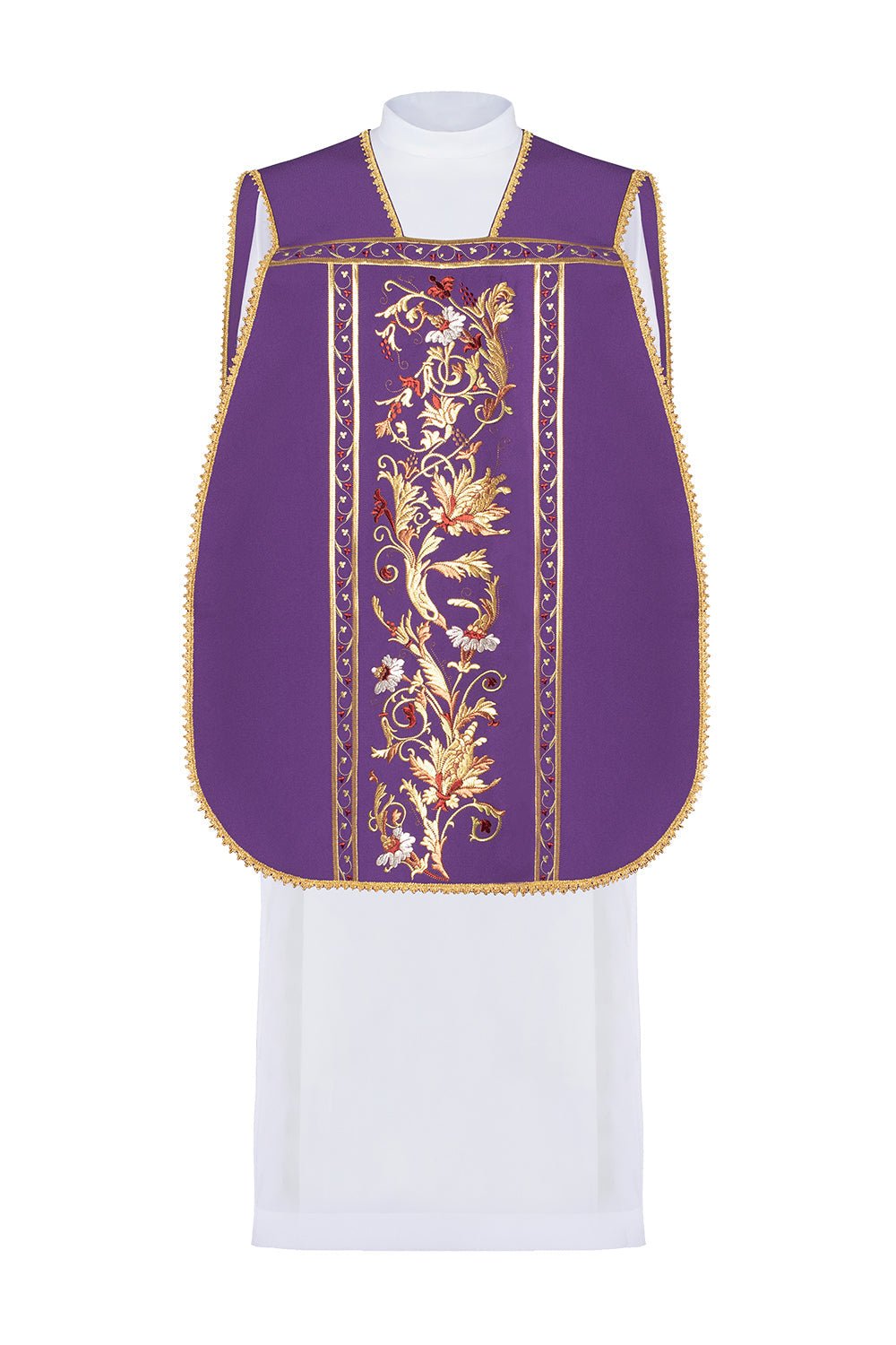 Purple Roman Chasuble embroidered with the motif of the Eucharistic chalice