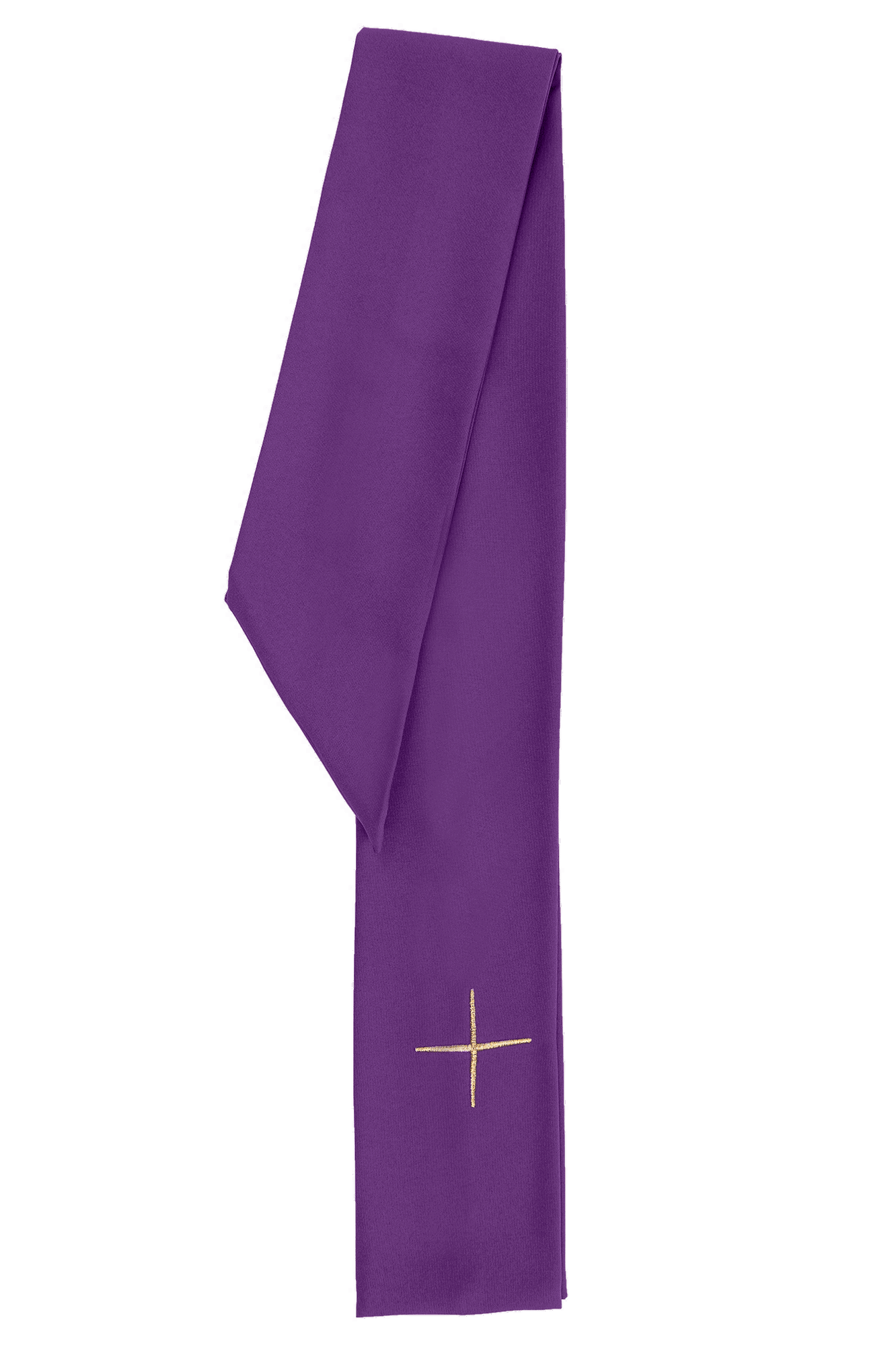 Purple chasuble with cross and alfa omega symbols