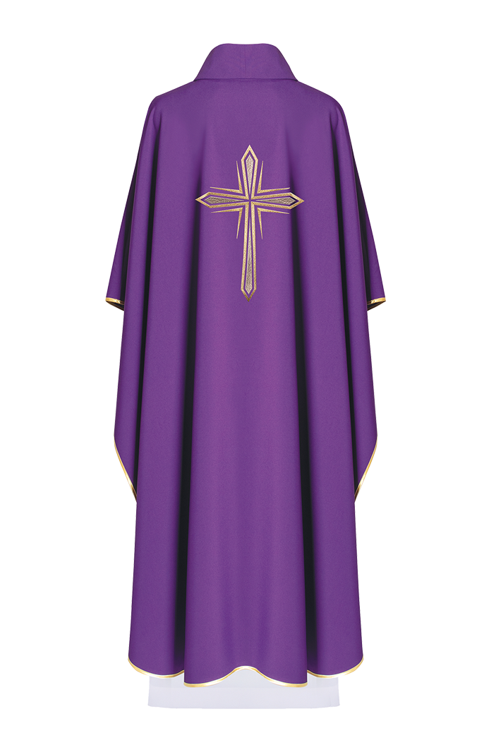 Purple chasuble with cross embroidery