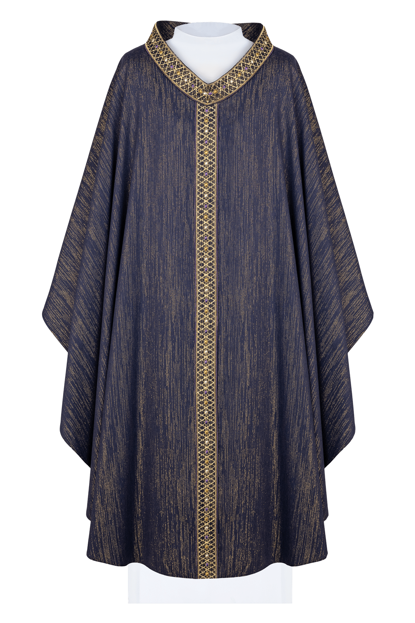 Purple vestment made of glitter fabric