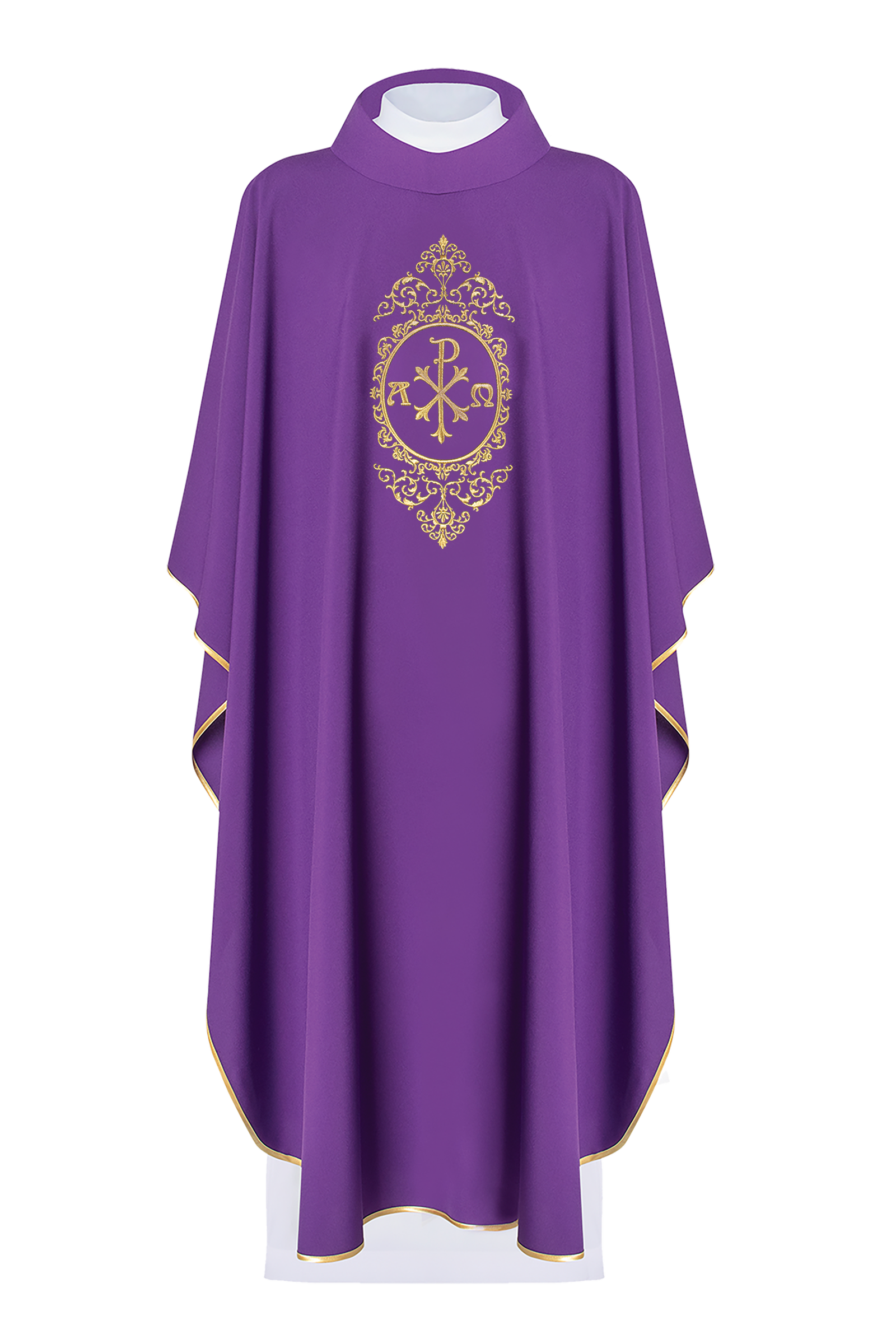 Simple purple chasuble with gold PAX embroidery - HAFTINAUSA.COM