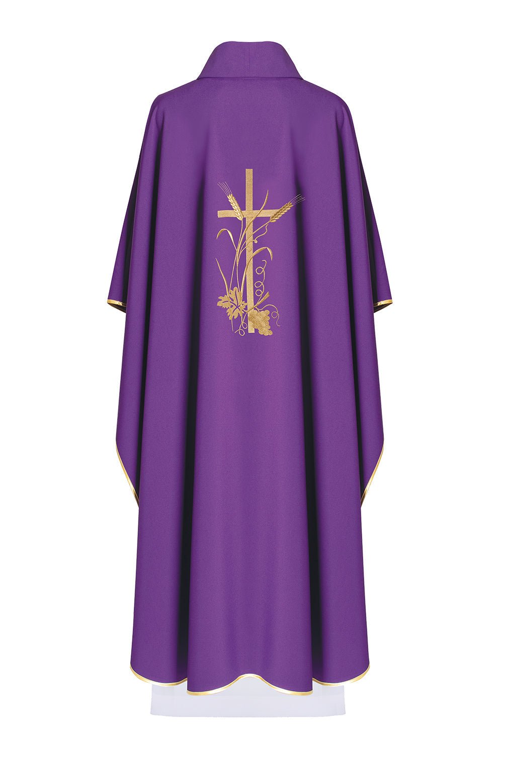 Purple chasuble with wide collar and gold embroidery PA