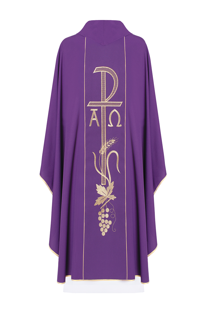 Purple Chasuble with Alpha and Omega embroidery