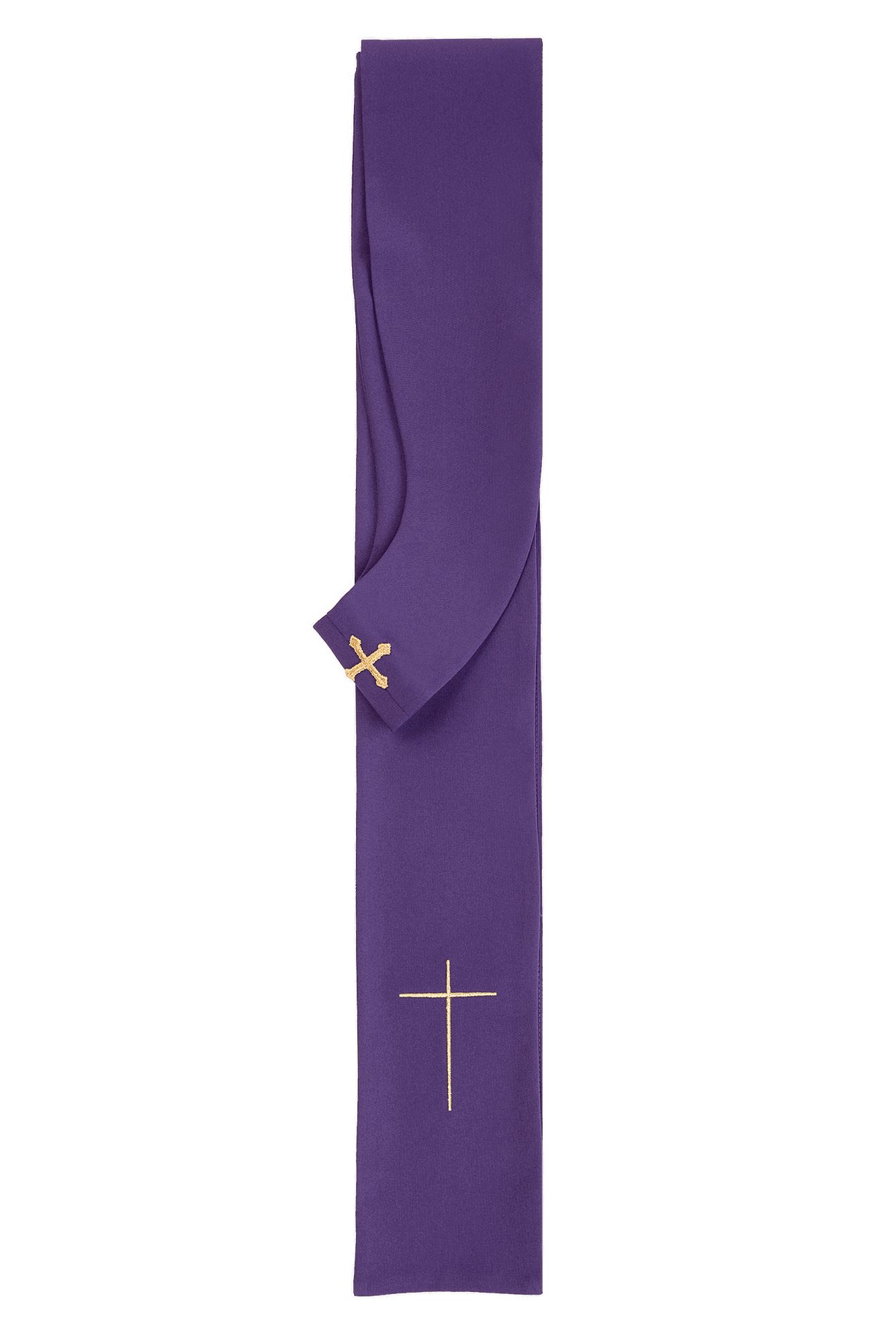 Purple chasuble adorned with stones and a narrow band