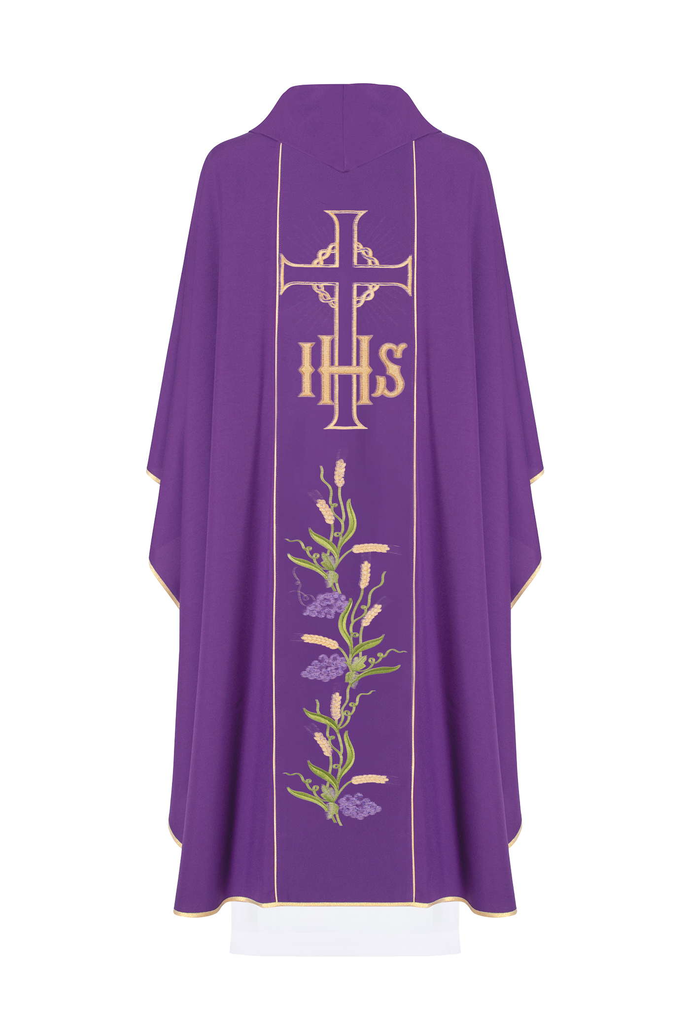 Purple chasuble with cross symbol and grapes