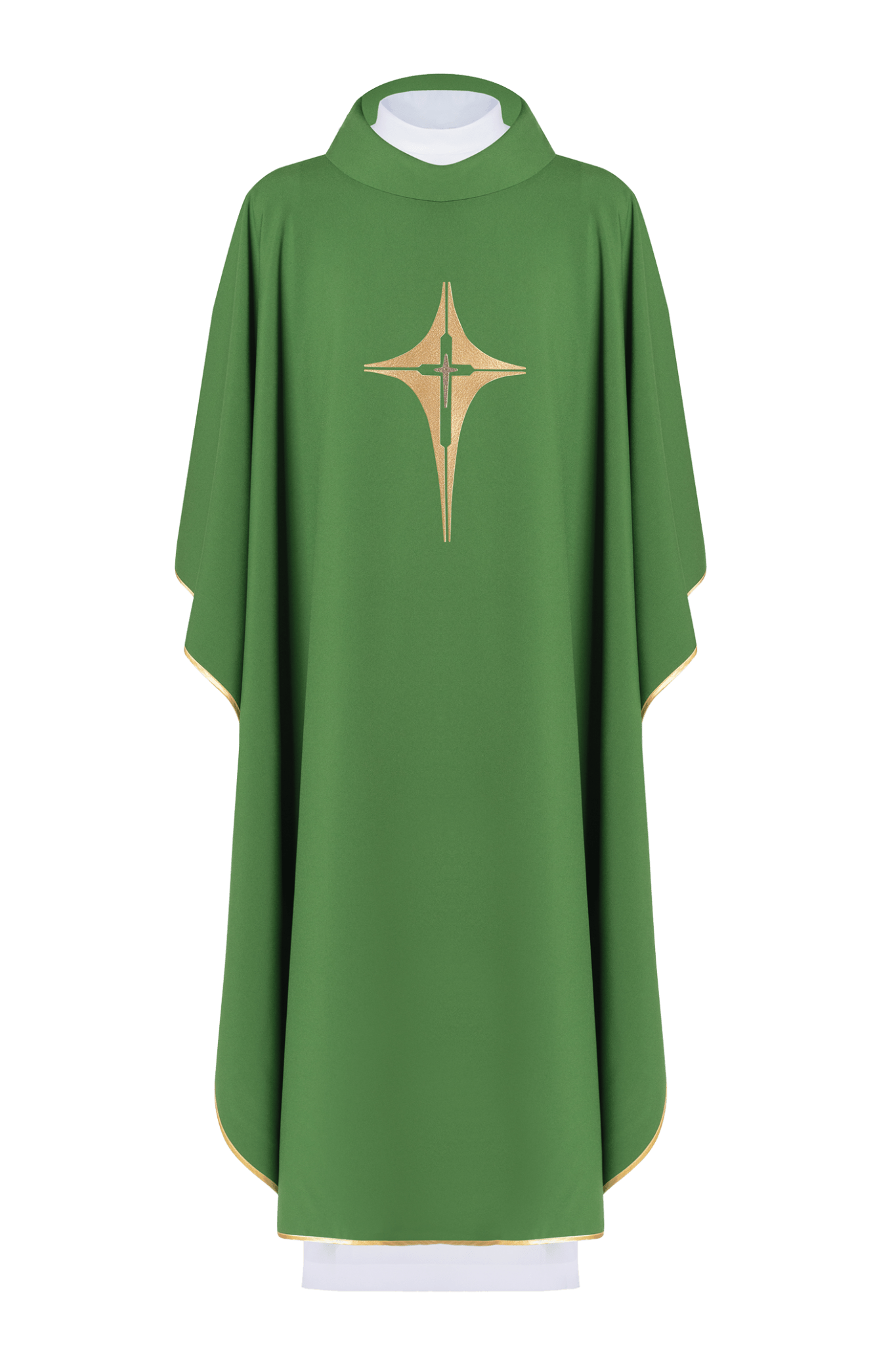 Green chasuble embroidered with cross KOR/002/01/12 ZIELONY - HAFTINAUSA.COM