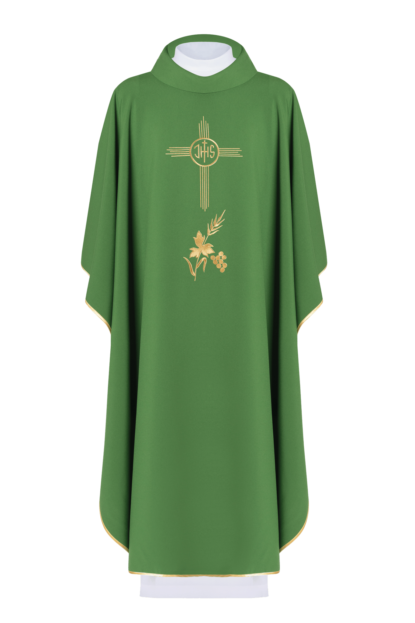 Green chasuble embroidered with IHS motif KOR/003/01/12 ZIELONY - HAFTINAUSA.COM