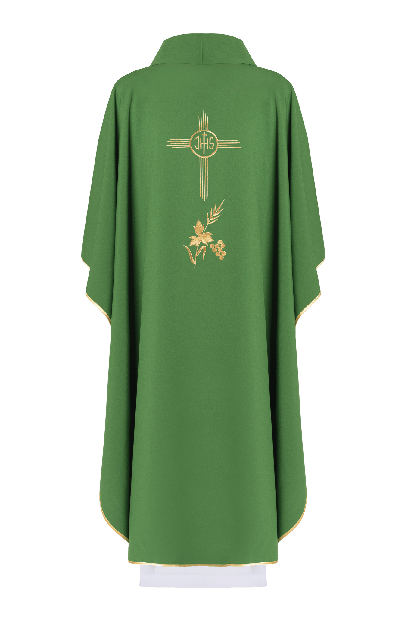 Green chasuble embroidered with IHS motif KOR/003/01/12 ZIELONY - HAFTINAUSA.COM