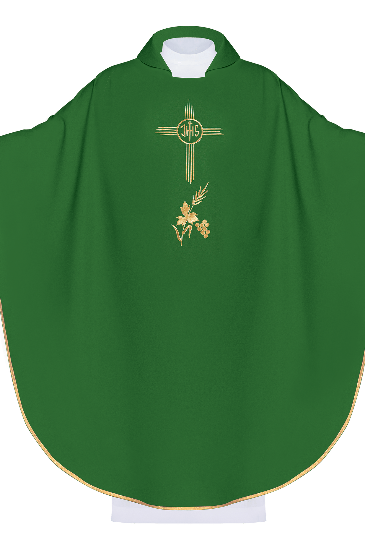Green chasuble embroidered with IHS motif KOR/003/01/12 ZIELONY - HAFTINAUSA.COM
