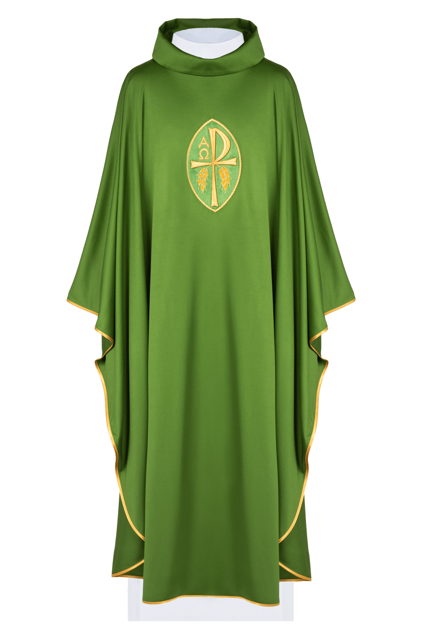 Green chasuble made of lightweight SACROLITE fabric KOR/387/01/78 - HAFTINAUSA.COM