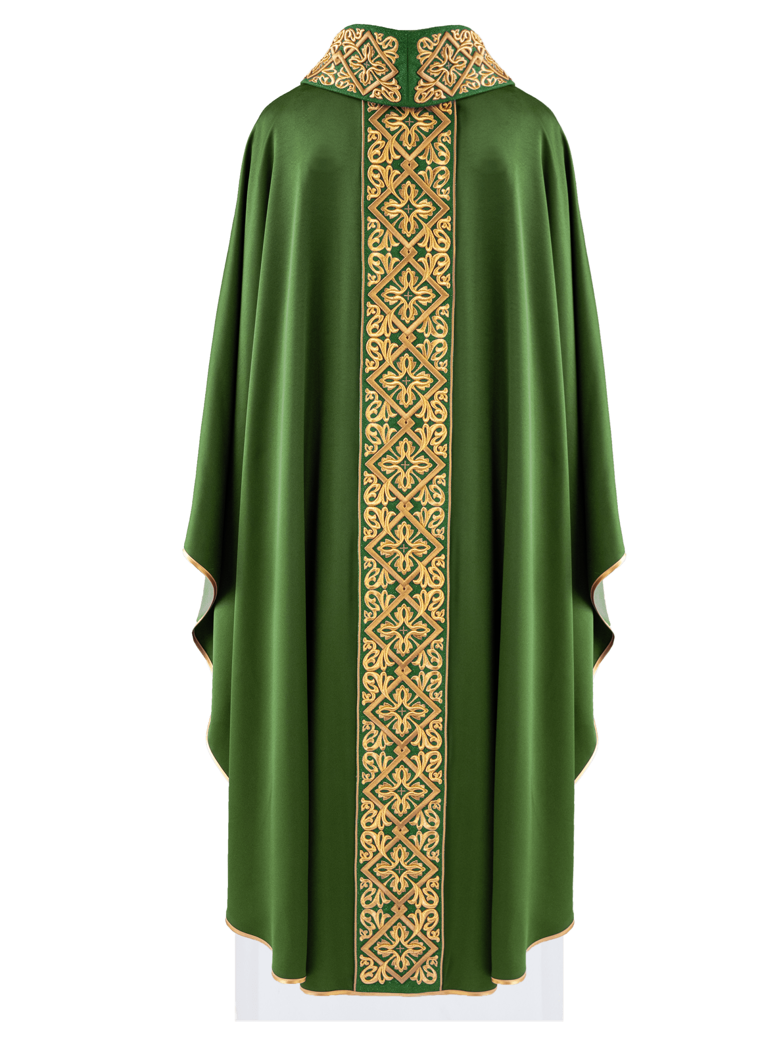 Green chasuble with embroidered collar LE/7027/01 - HAFTINAUSA.COM
