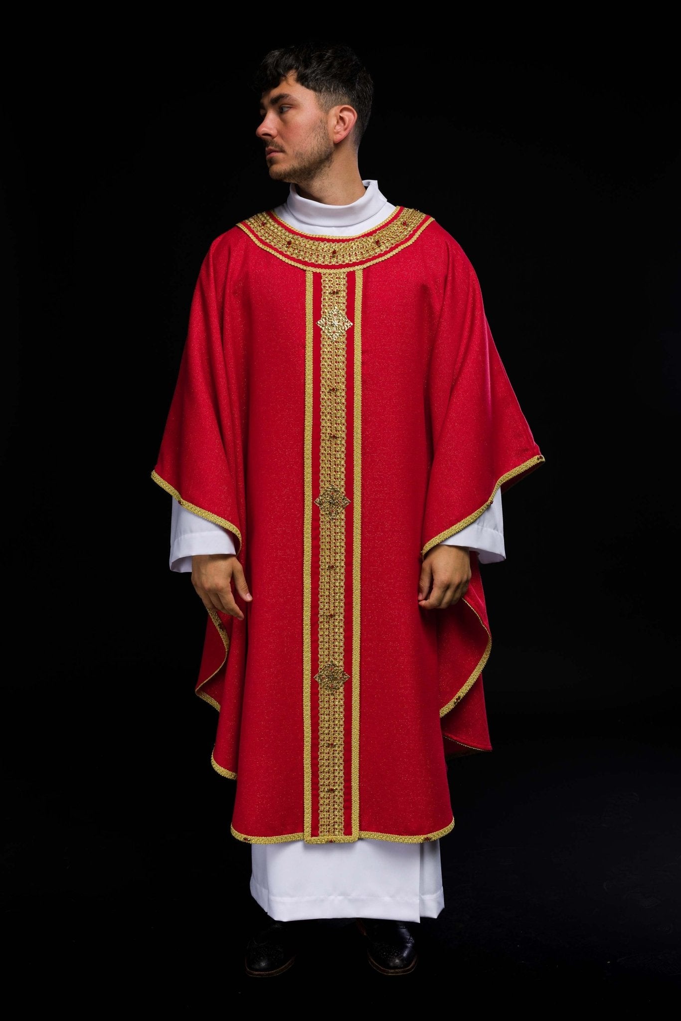 Handmade chasuble with natural stones Handmade 7001 HM/7001/02/71/PA02 - HAFTINAUSA.COM