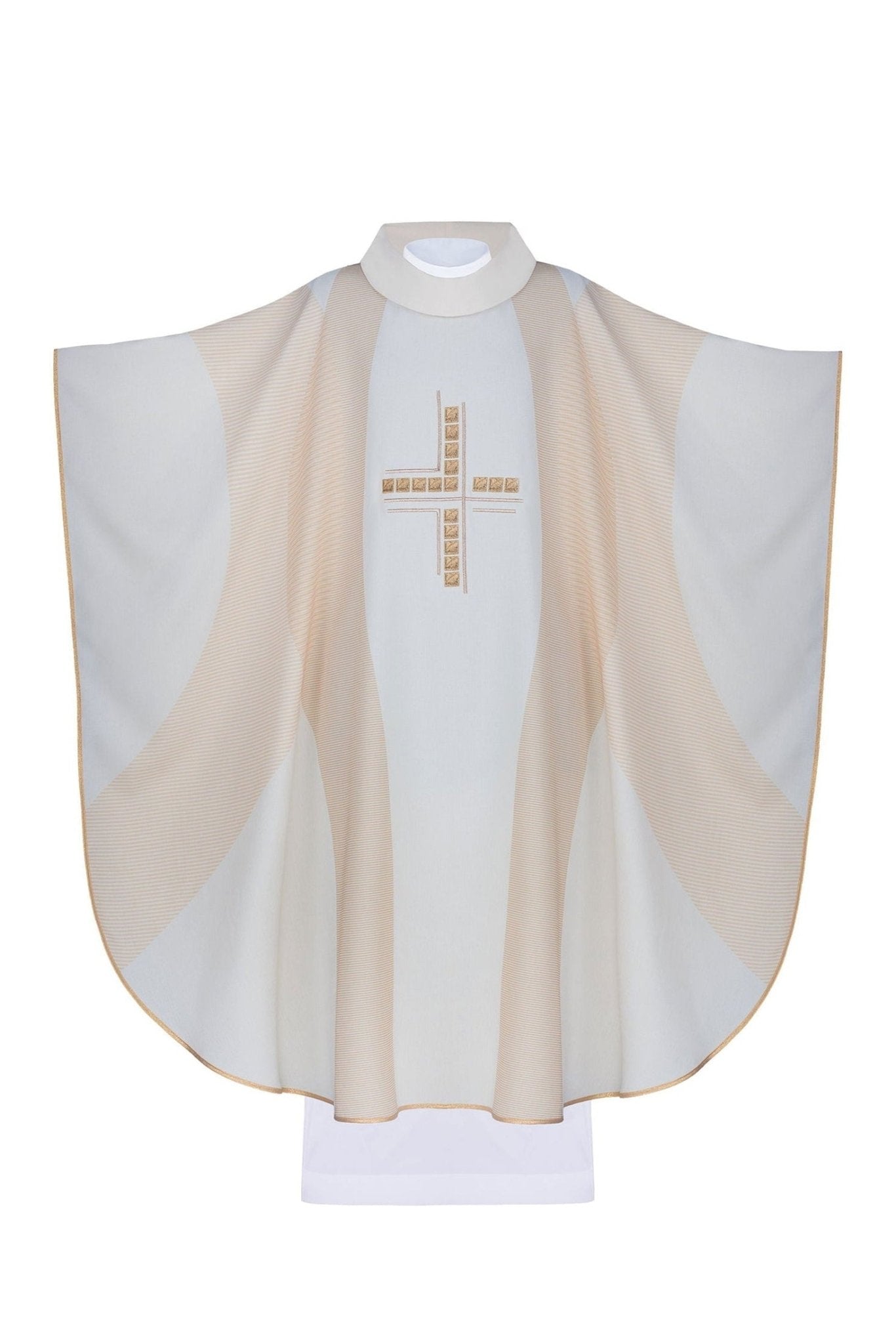 Ivory priests chasuble with printed cross design HA7036 - 05 ECRU - HAFTINAUSA.COM