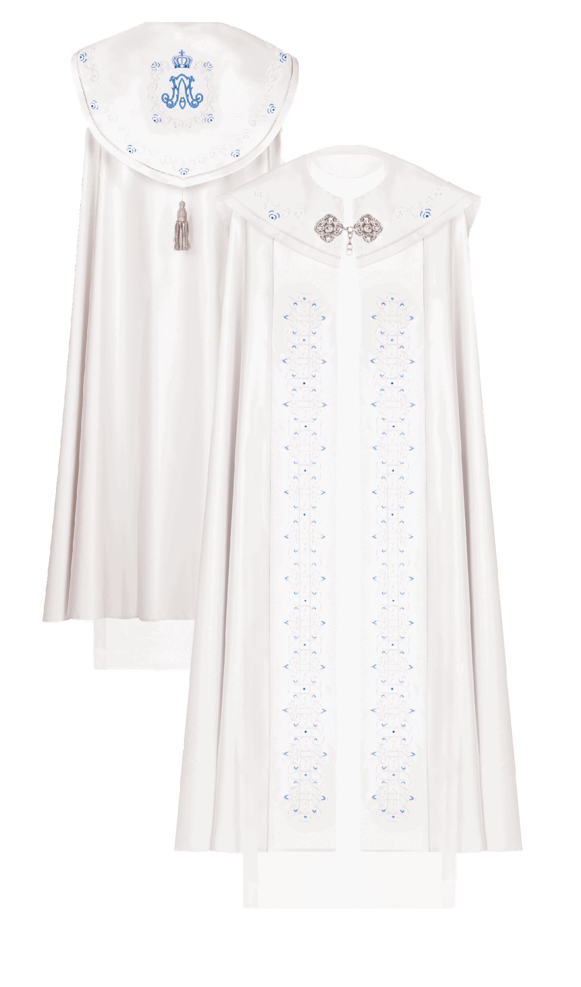 Liturgical Veil Embroidered with Mary Motif Ecru