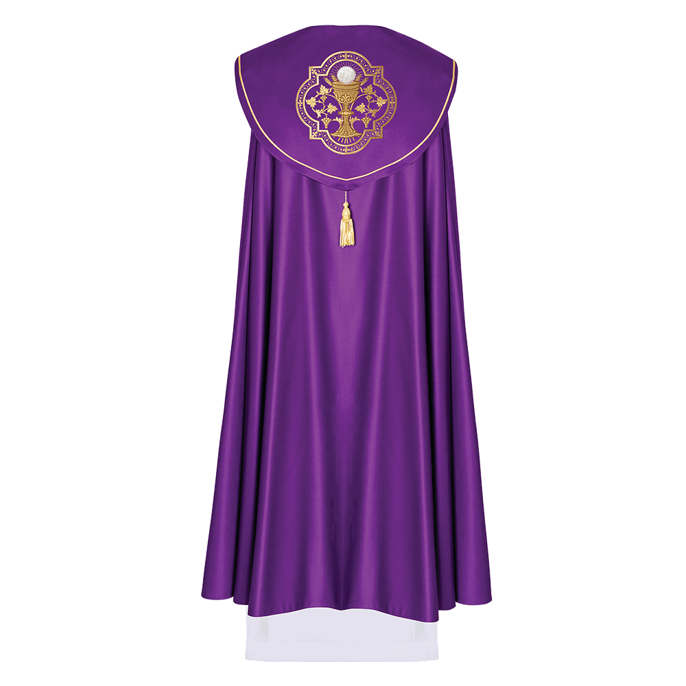 Liturgical cope with Embroidered Chalice in purple