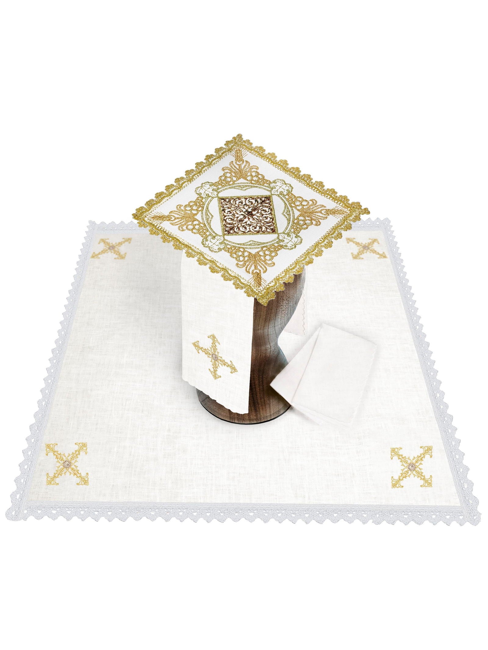 Chalice Linen Set with Metal Cross - HAFTINAUSA.COM