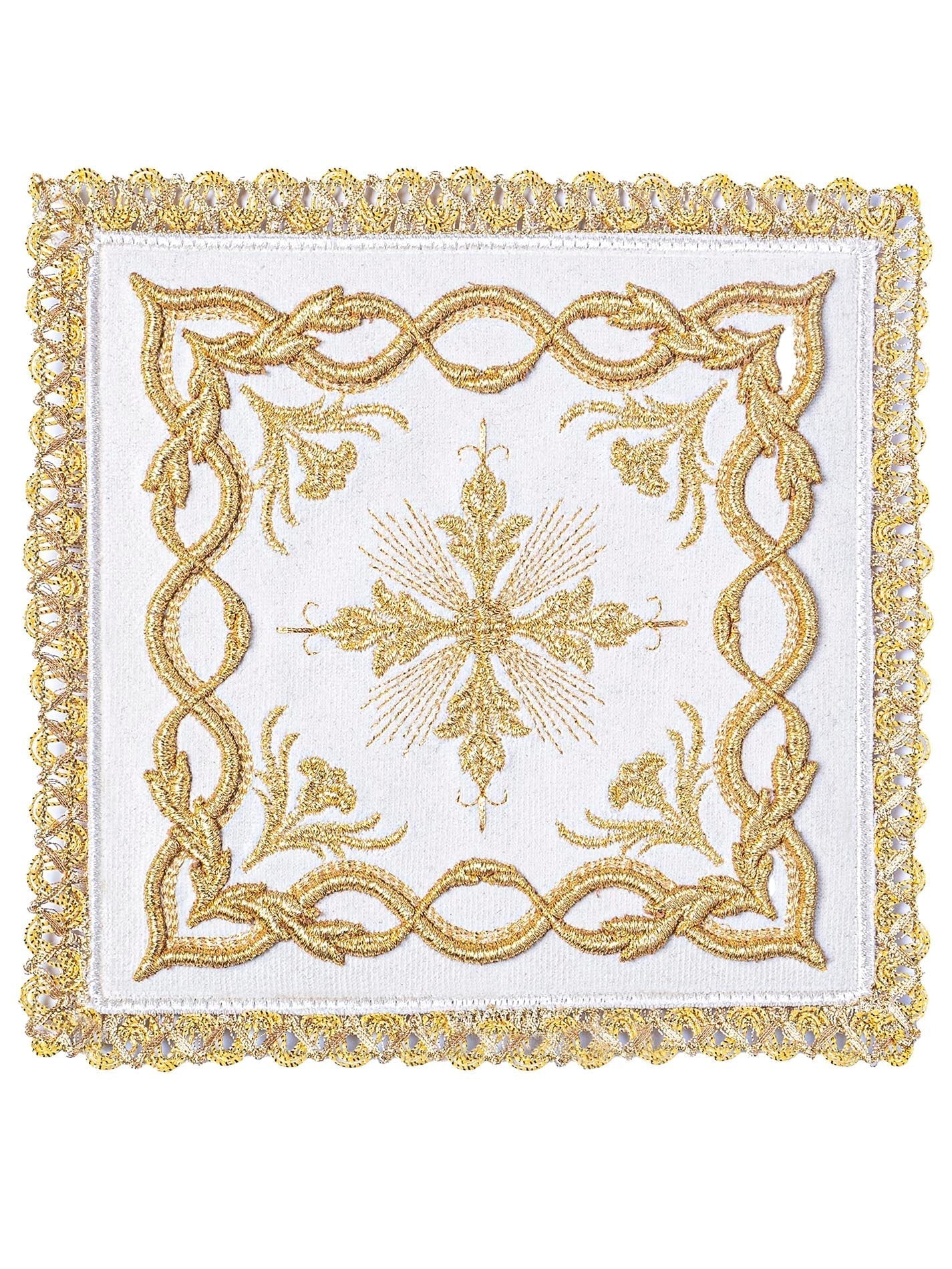 Chalice Linens Ecru Velvet with gold Cross