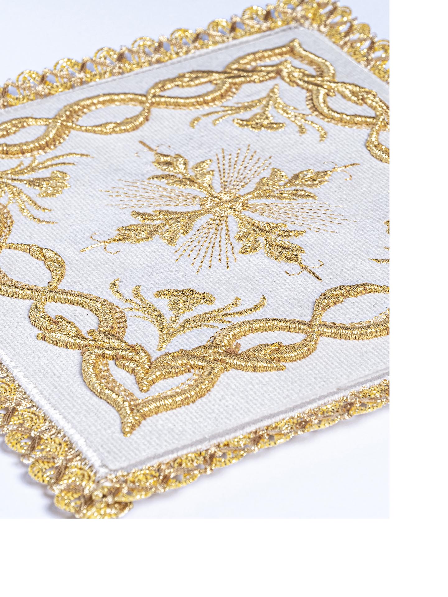 Chalice Linens Ecru Velvet with gold Cross