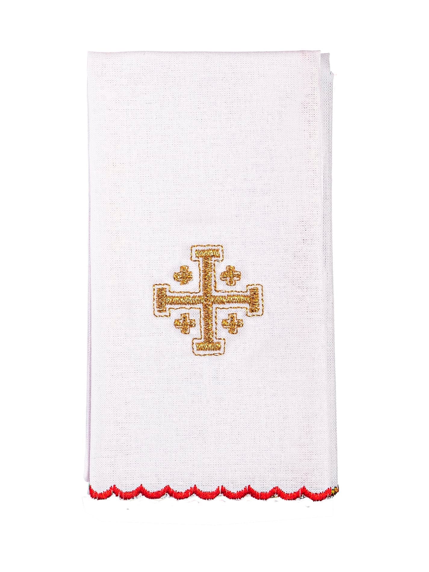 Chalice Set with red Pall and Jerusalem Cross embroidery