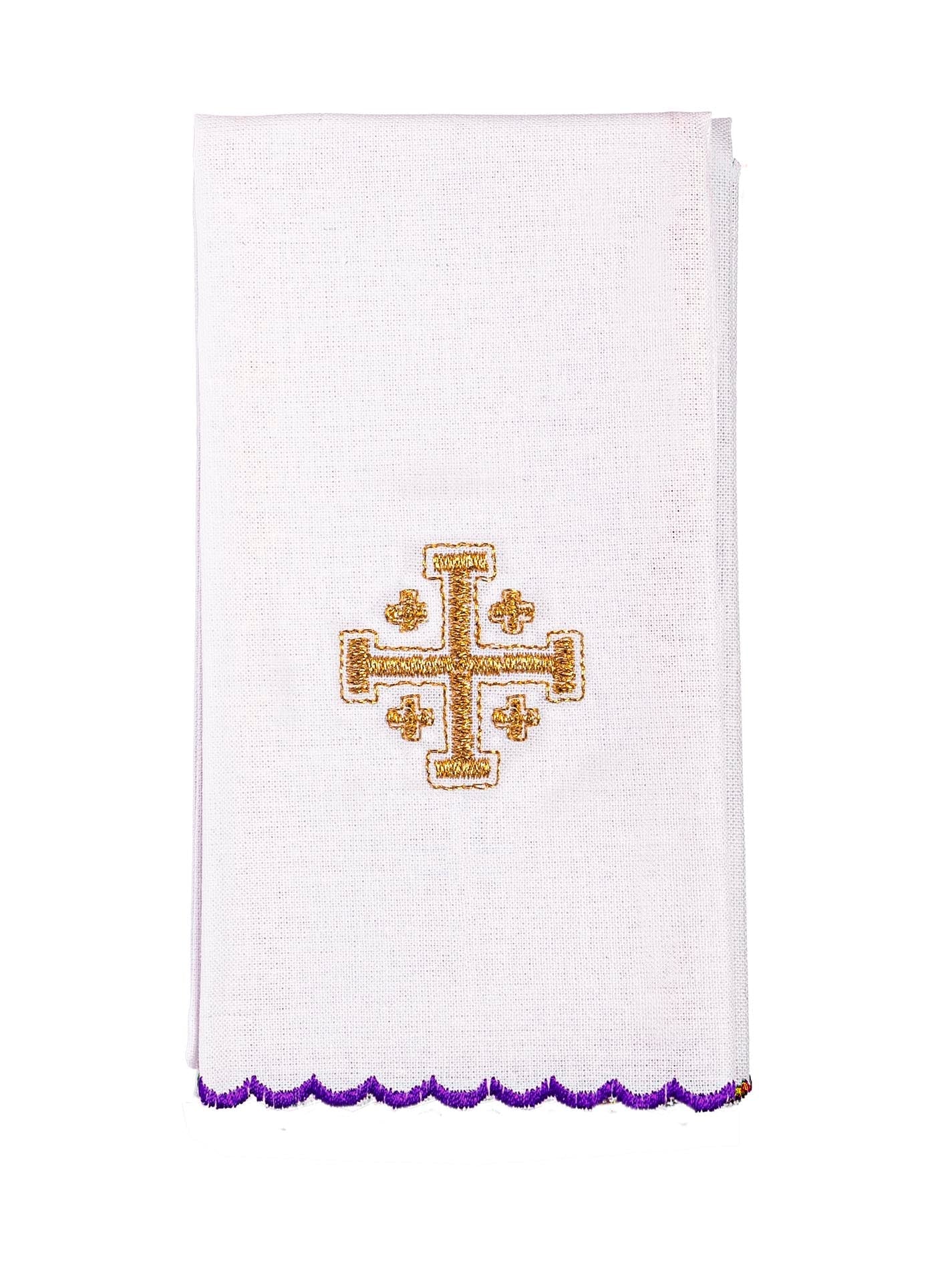 Chalice Set with purple Pall and Jerusalem Cross embroidery