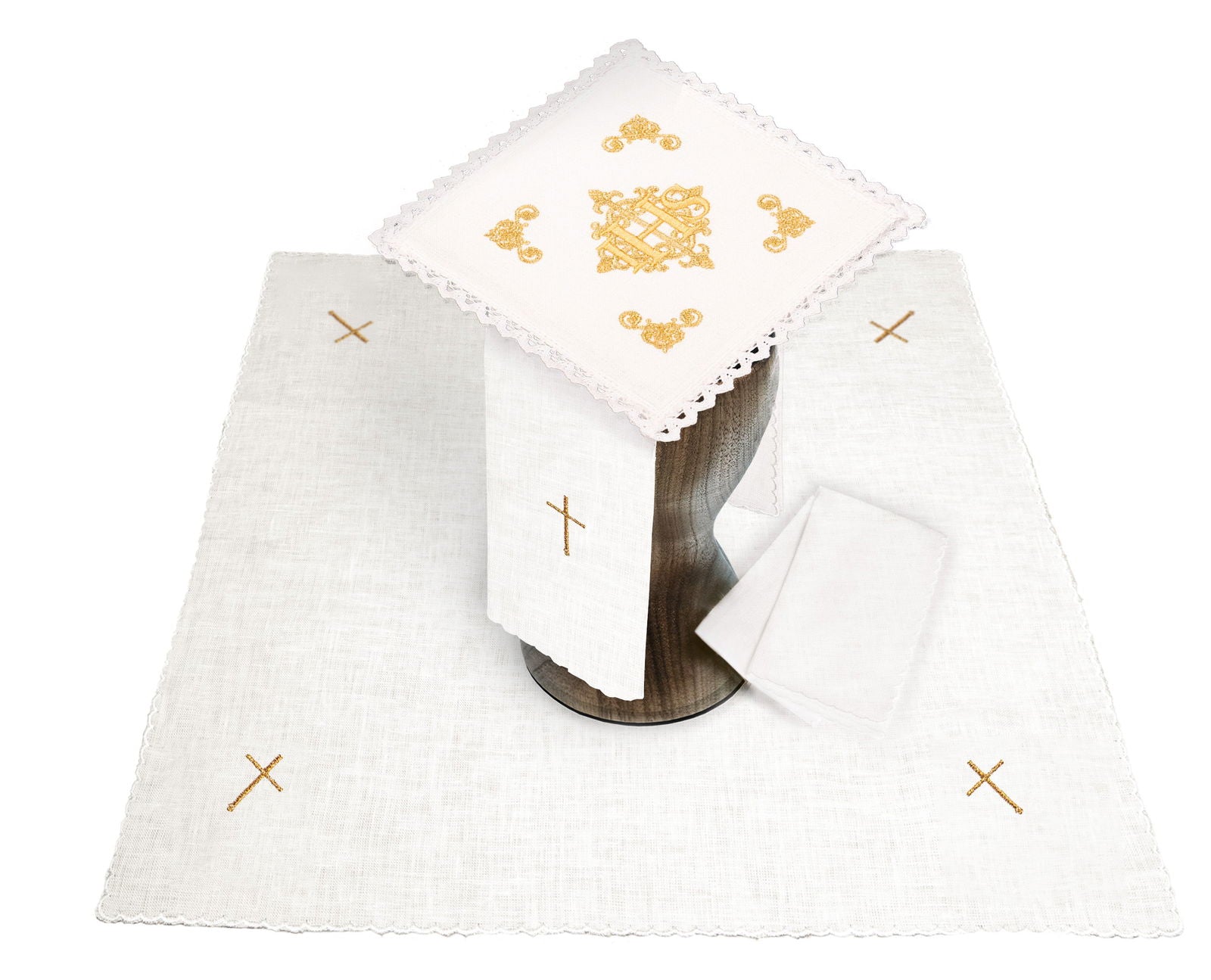 Altar linen with JHS symbol - HAFTINAUSA.COM