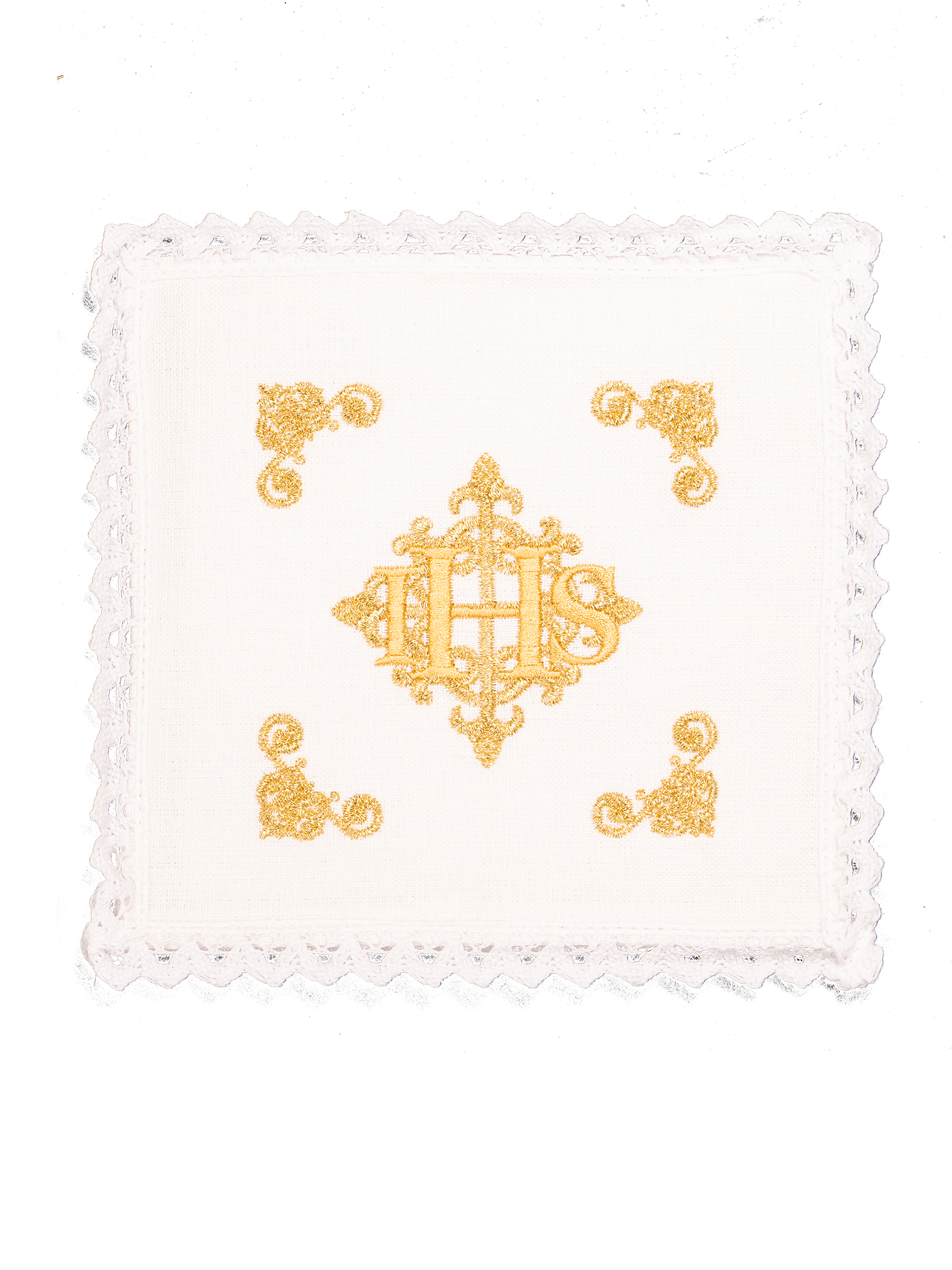 Altar linen with JHS symbol