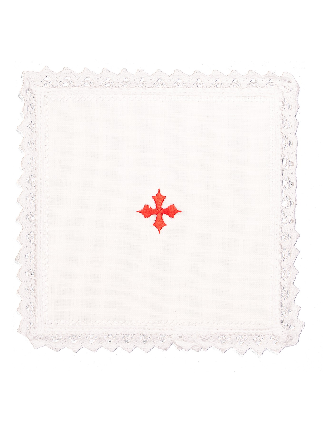 Mass linen made of 100% linen with small red cross embroidery