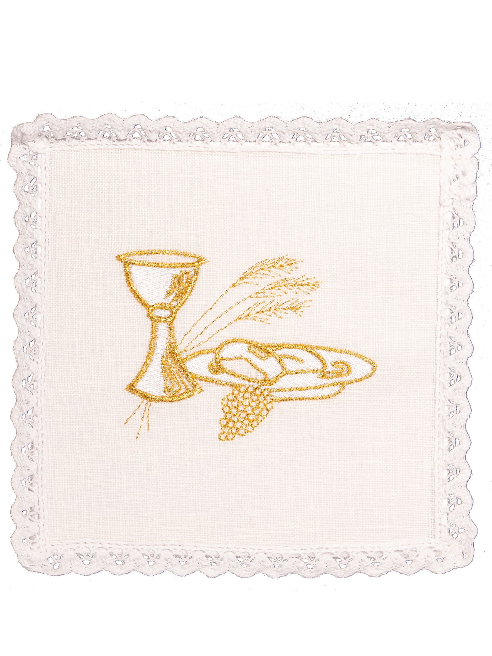 Linen chalice set with eucharistic embroidery gold