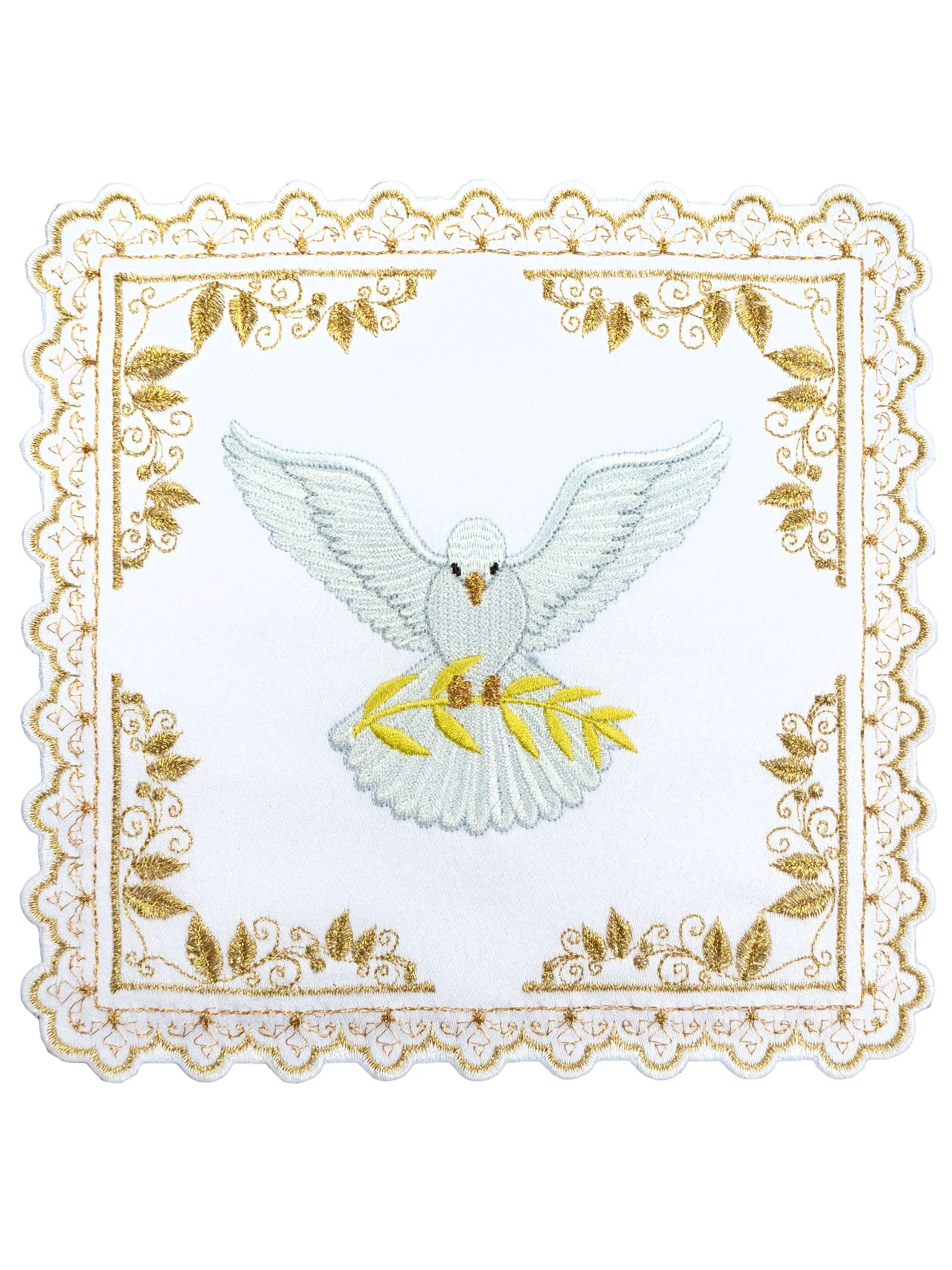 Chalice linen set with embroidered dove motif