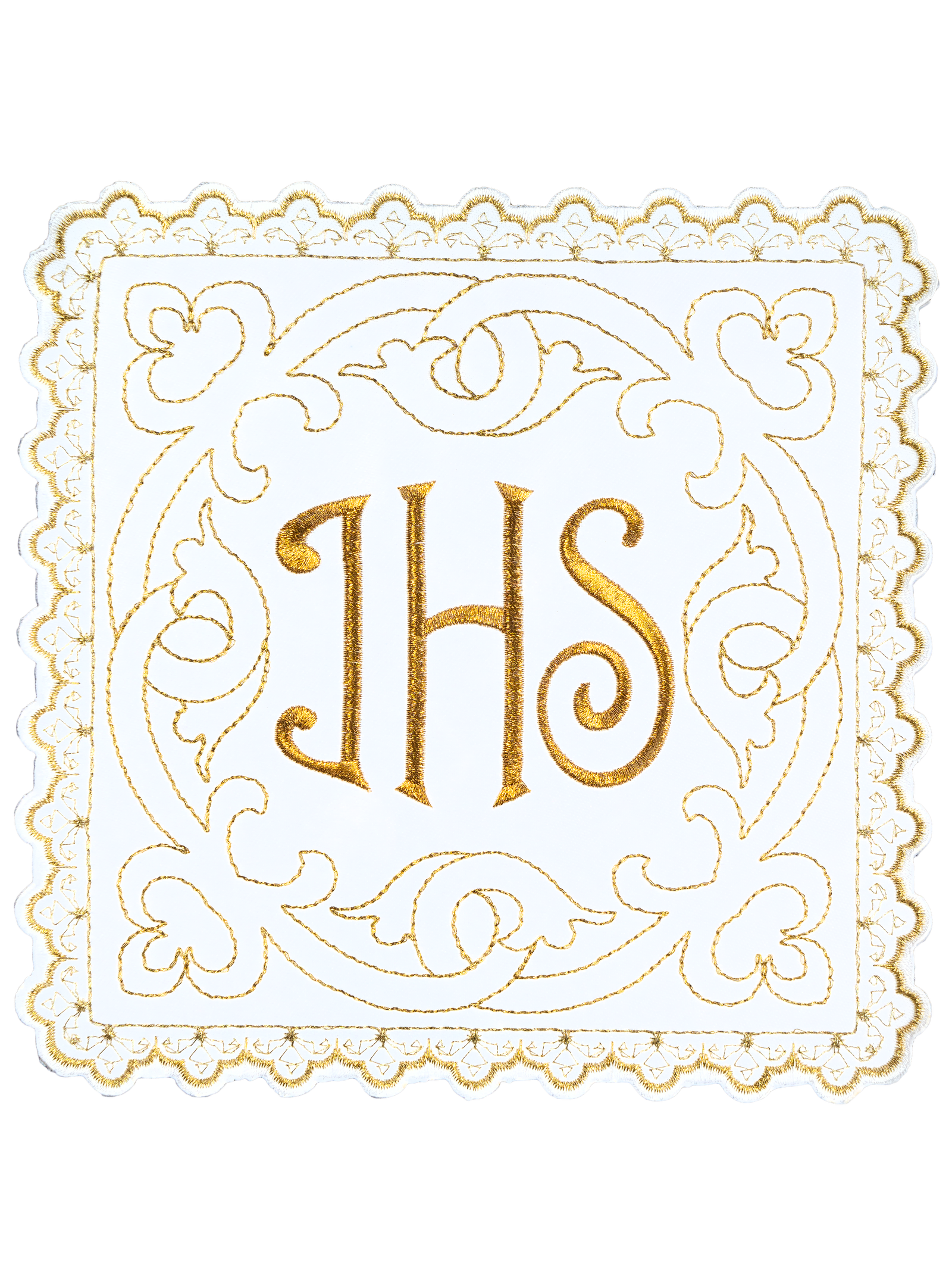 JHS motif mass linens with decorative embroidery