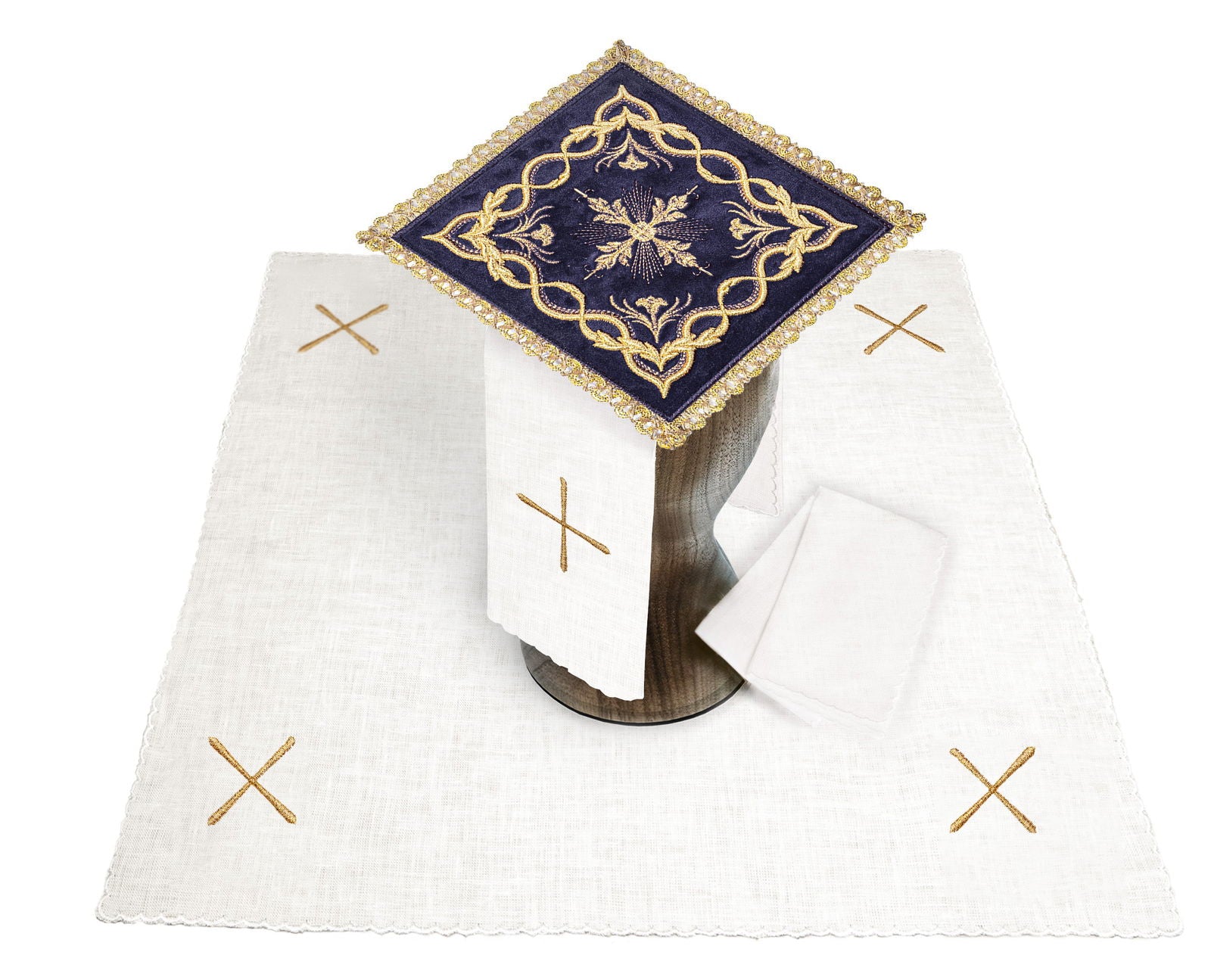 Purple velvet chalice linens set