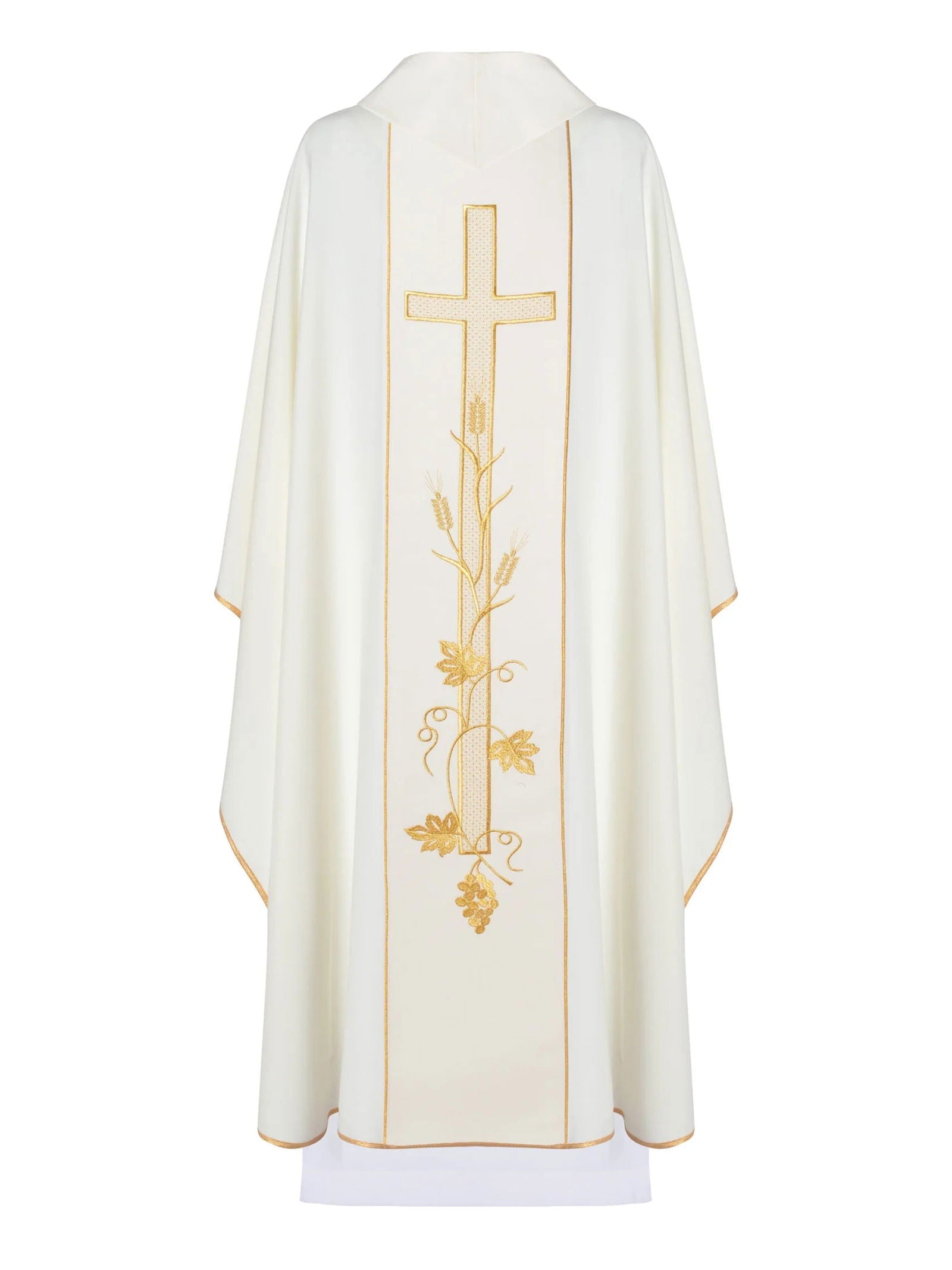 Cream chasuble with cross and grape motif