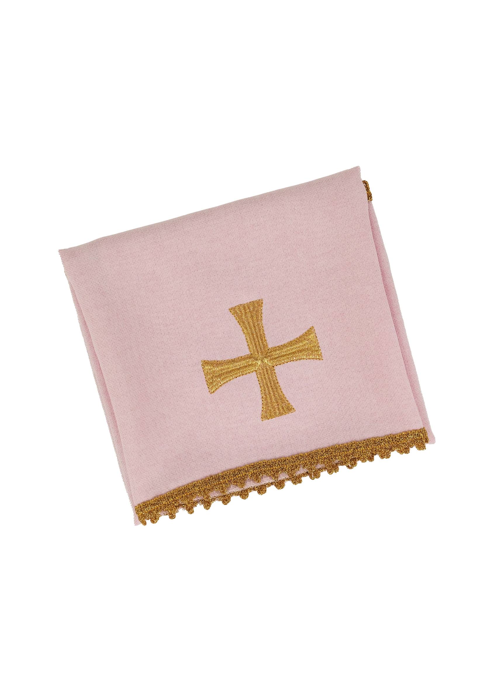 Pink chalice veil with symbol of the cross