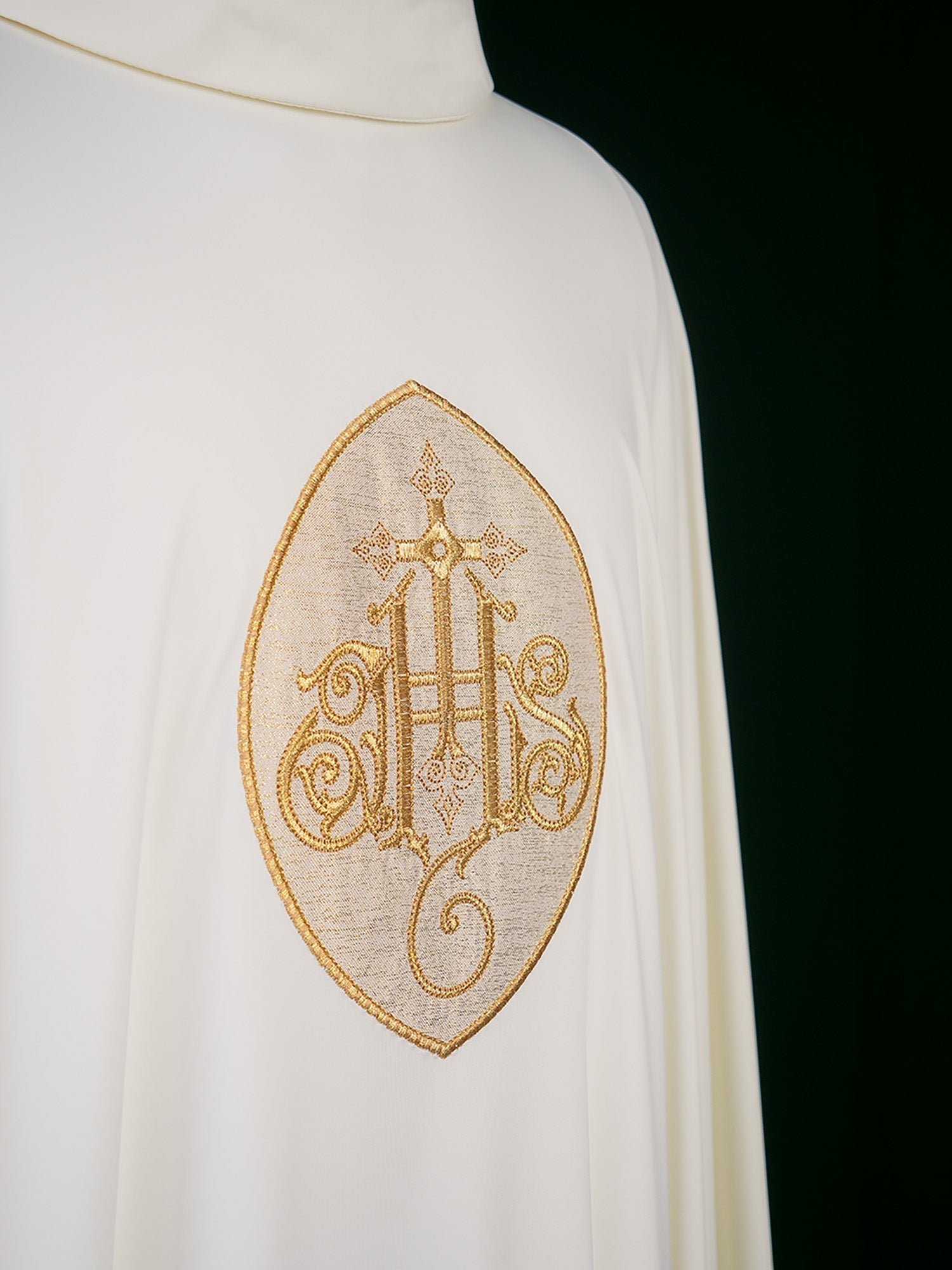 Lightweight ivory chasuble with IHS made from SACROLITE KOR/388/05/78 - HAFTINAUSA.COM