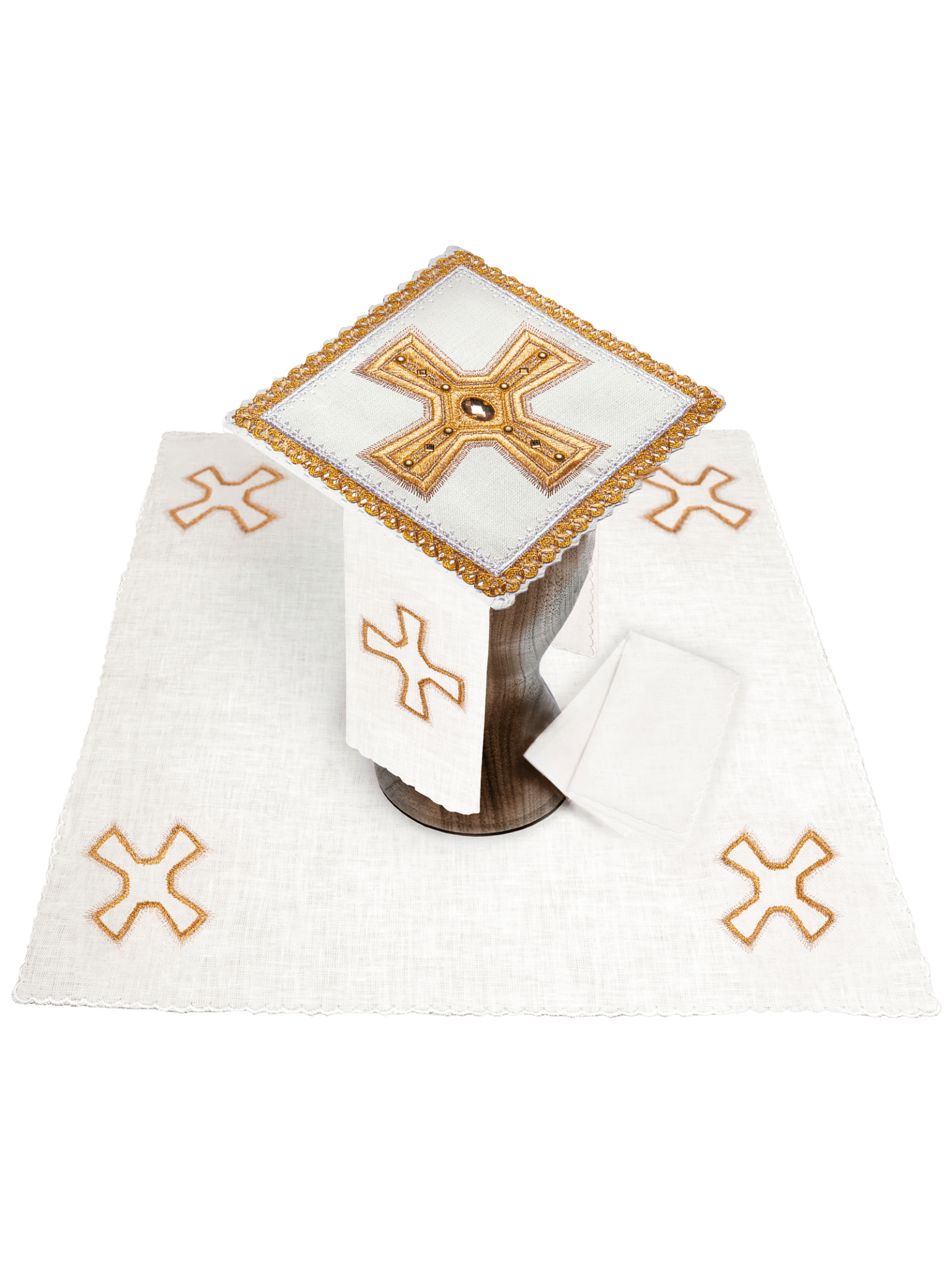 Linen Chalice Linens Richly Embroidered with Stones LE/5003 - HAFTINAUSA.COM