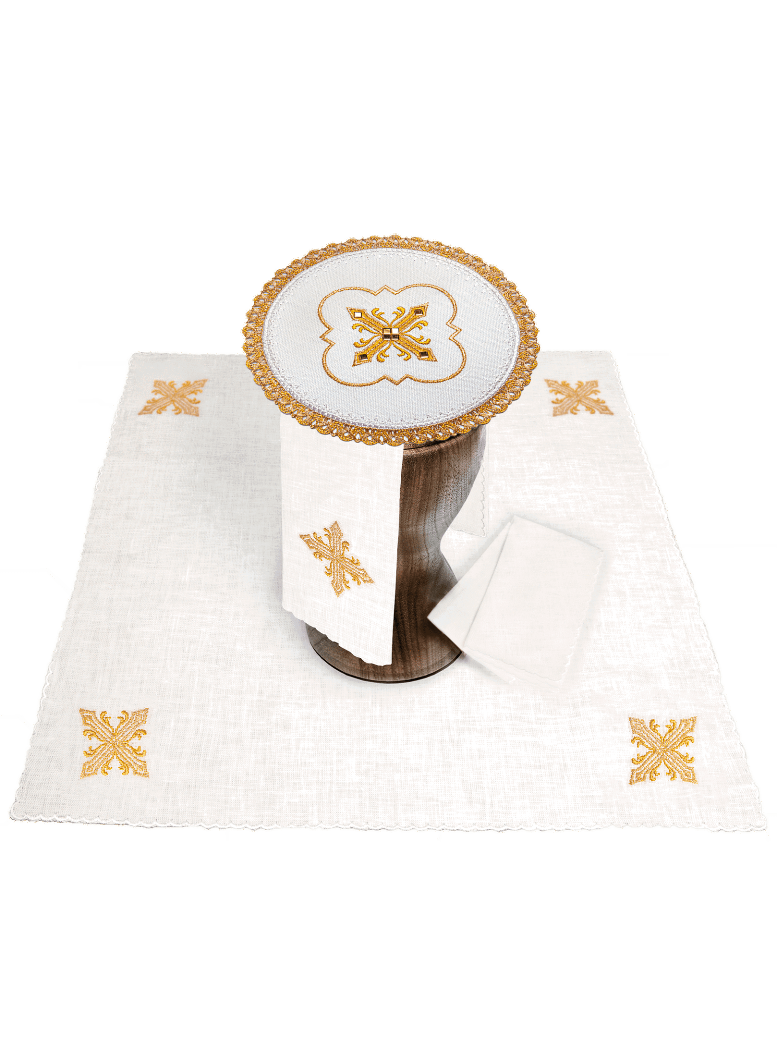 Linen Chalice Linens Richly Embroidered with Stones LE/5004 - HAFTINAUSA.COM