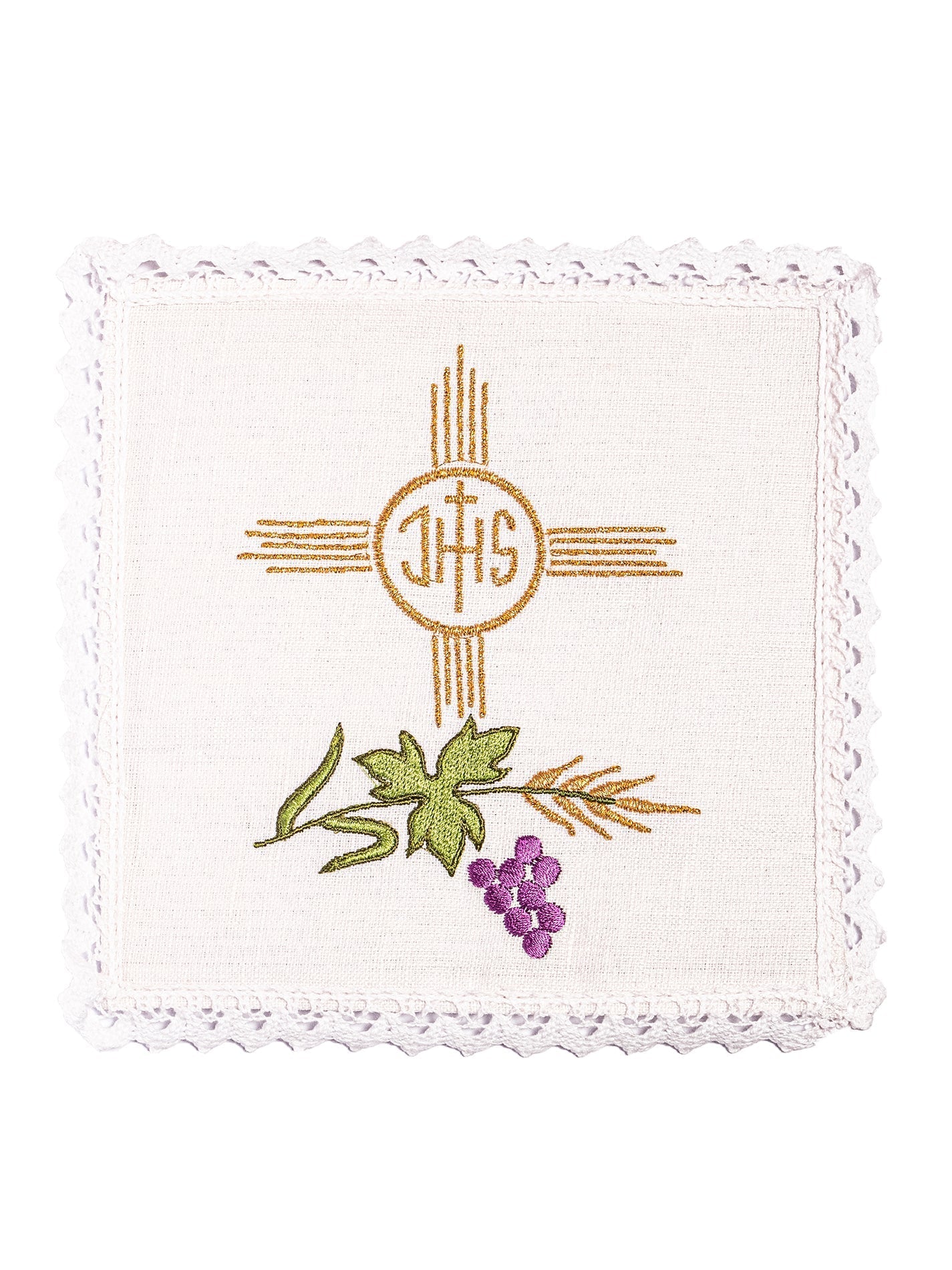 Linen Chalice Linens with Cross and IHS Motif KKL/012 - HAFTINAUSA.COM