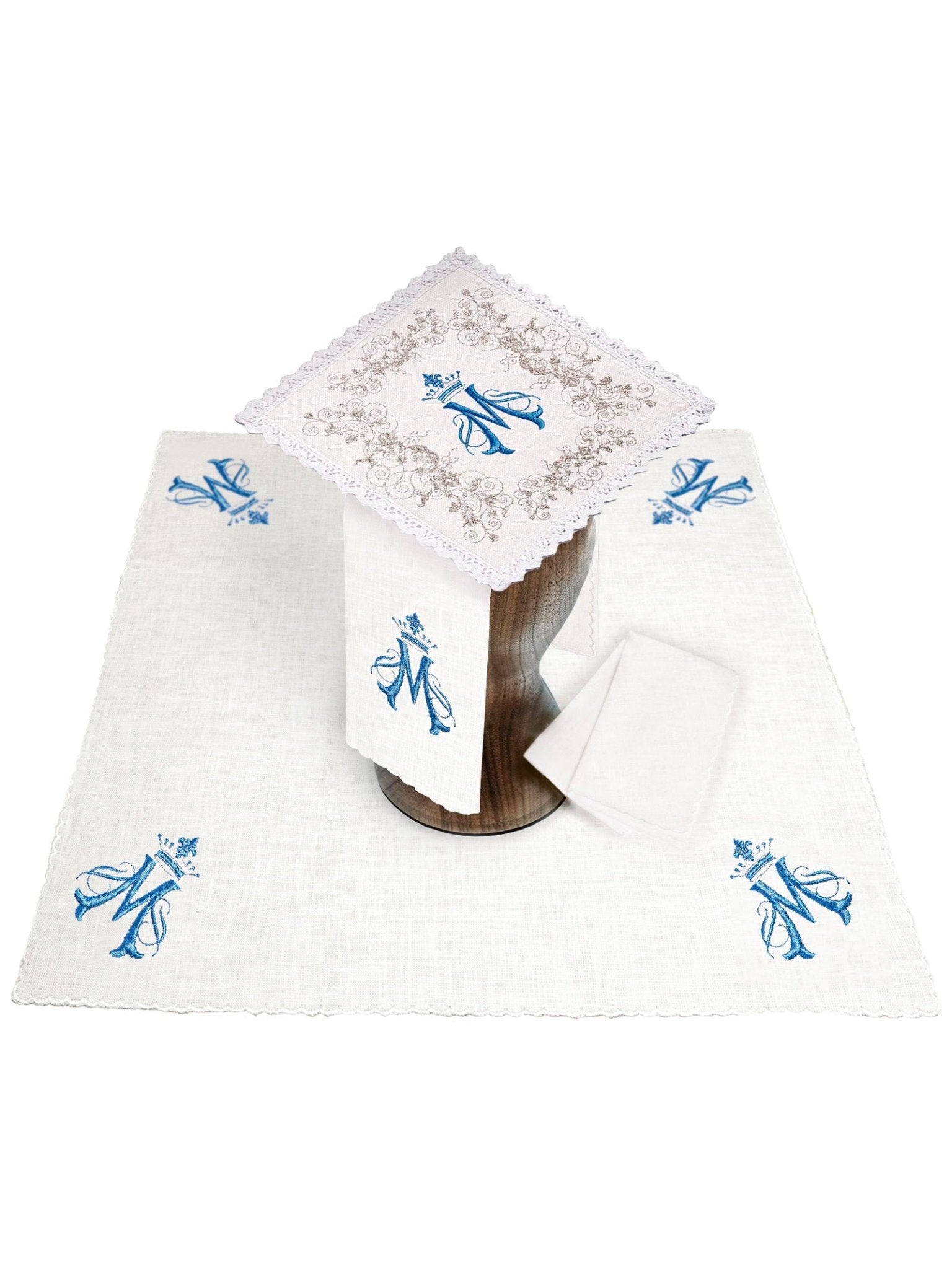 Linen Chalice Linens with Embroidered Mary Motif KKL/161 - HAFTINAUSA.COM