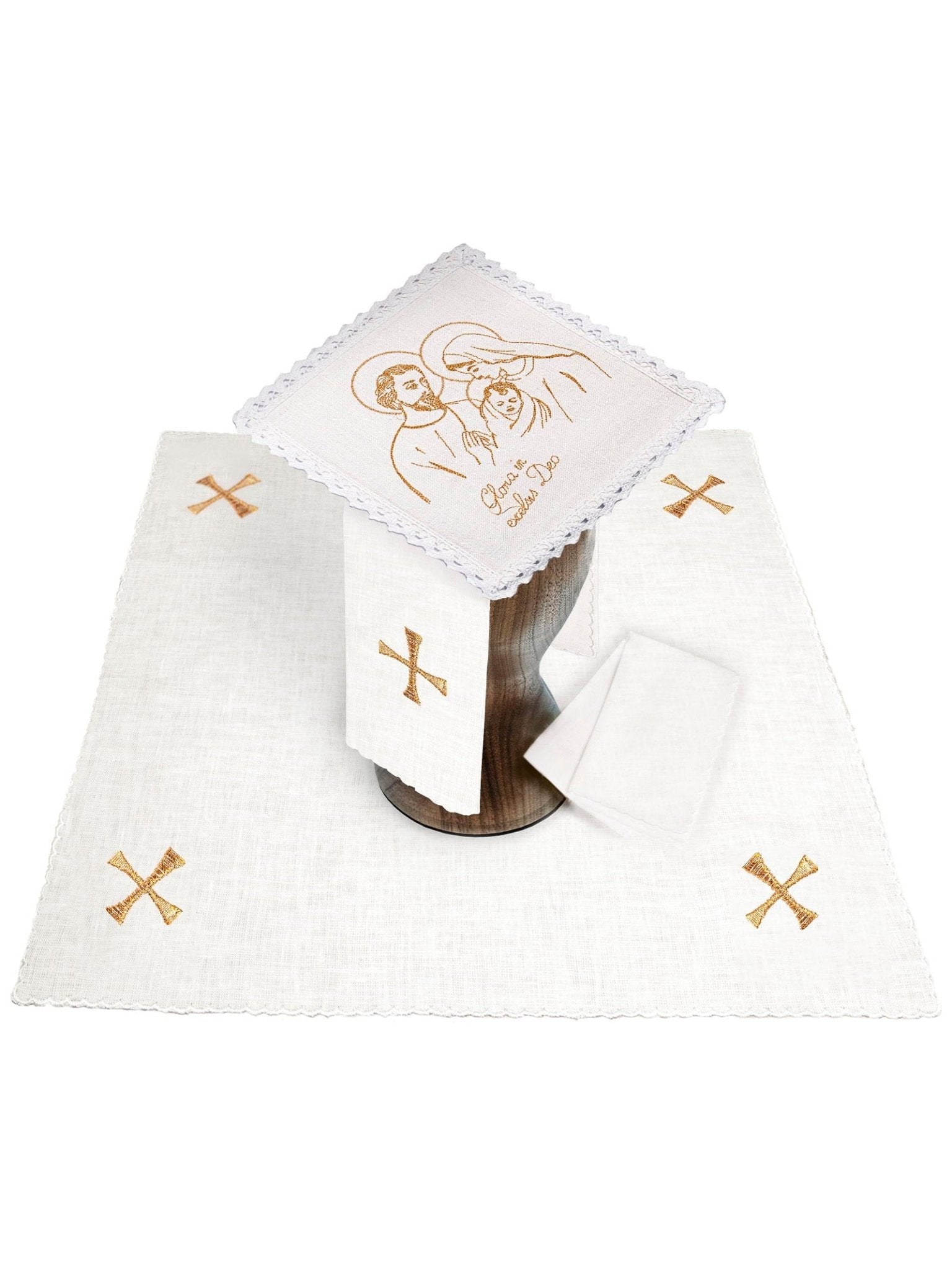 Linen Chalice Linens with Fish Motif KKL/118 - HAFTINAUSA.COM