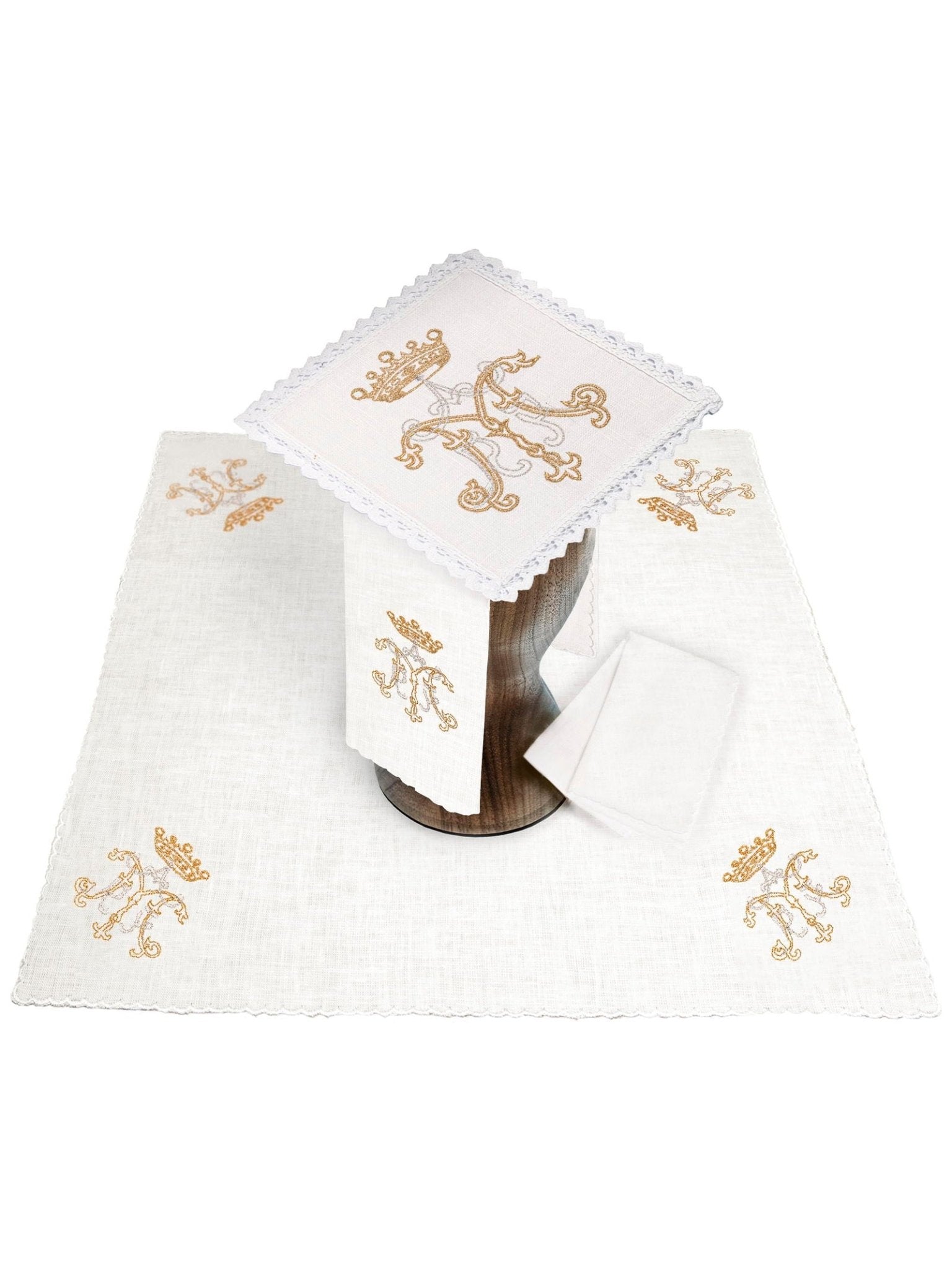 Linen Chalice Linens with Gold Cross Embroidery KKL/020 - HAFTINAUSA.COM