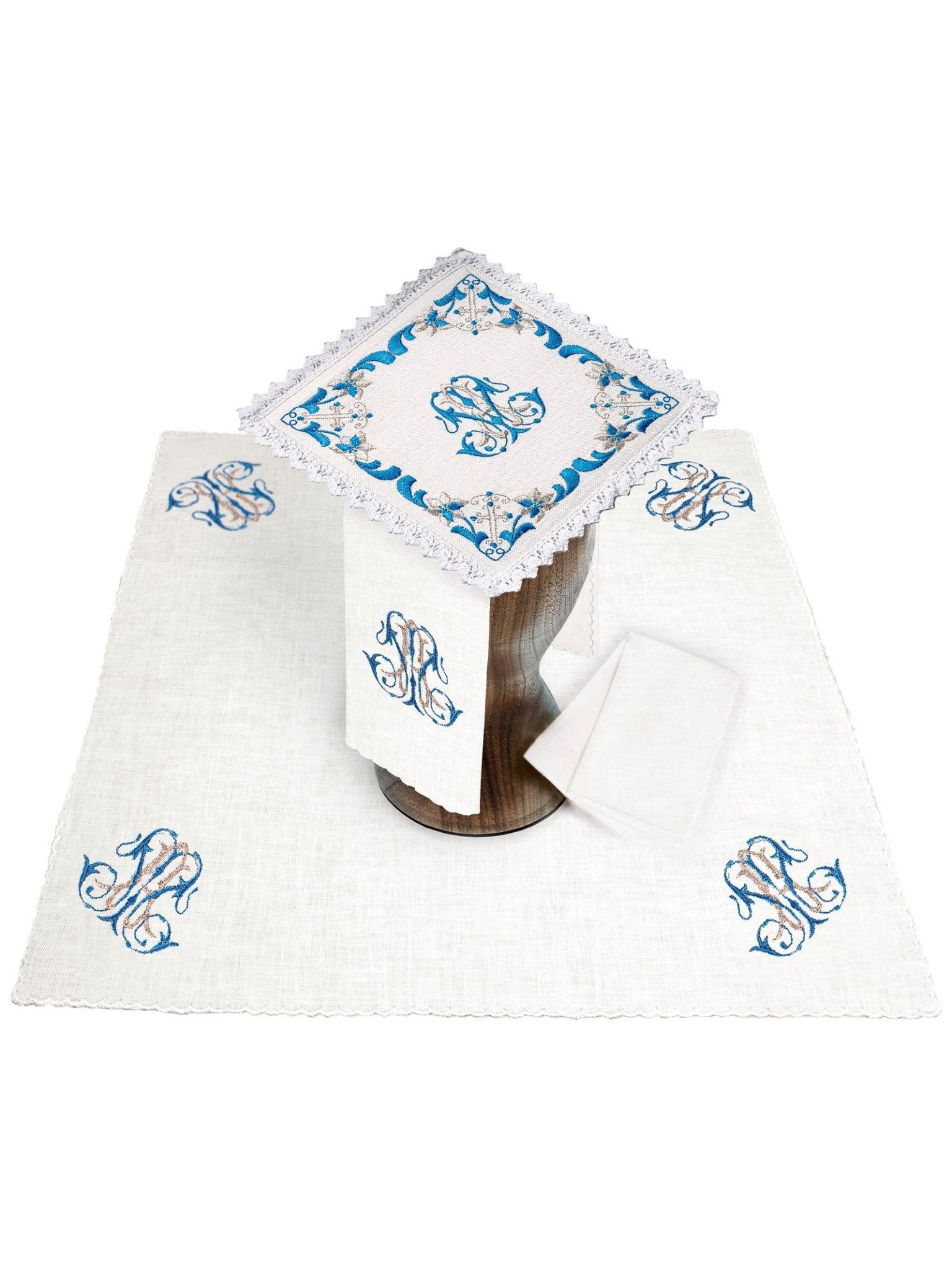 Linen Chalice Linens with Gold Mary Embroidery KKL/092 - HAFTINAUSA.COM
